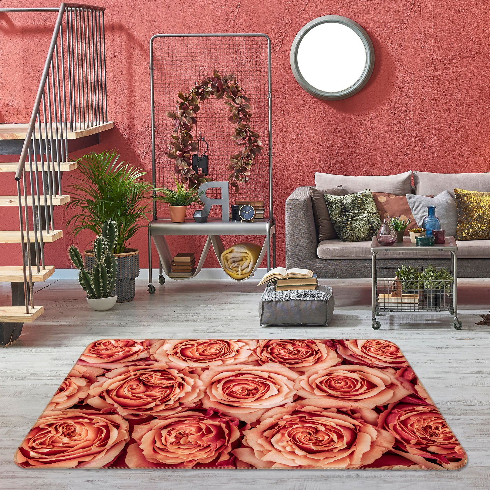 3D Rose Flower 83191 Assaf Frank Rug Non Slip Rug Mat