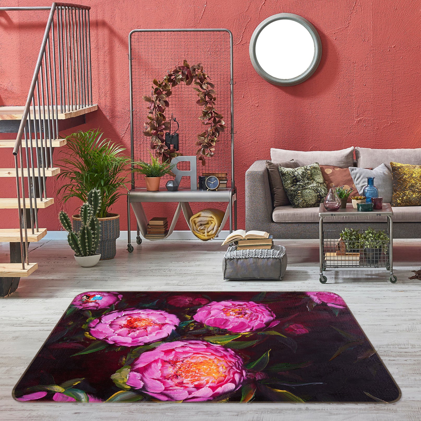 3D Pink Flower 1157 Skromova Marina Rug Non Slip Rug Mat