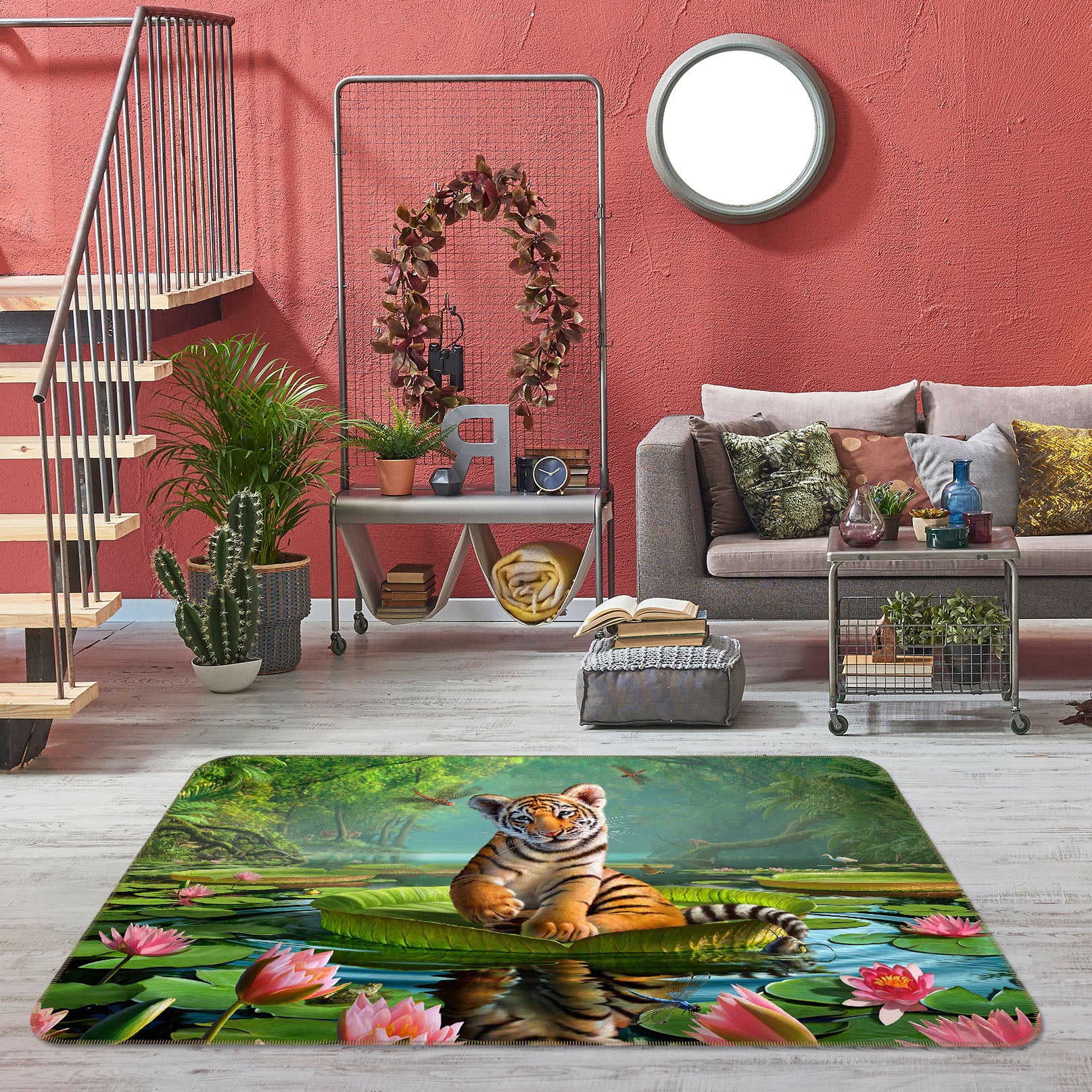 3D Tiger Lily 83085 Jerry LoFaro Rug Non Slip Rug Mat