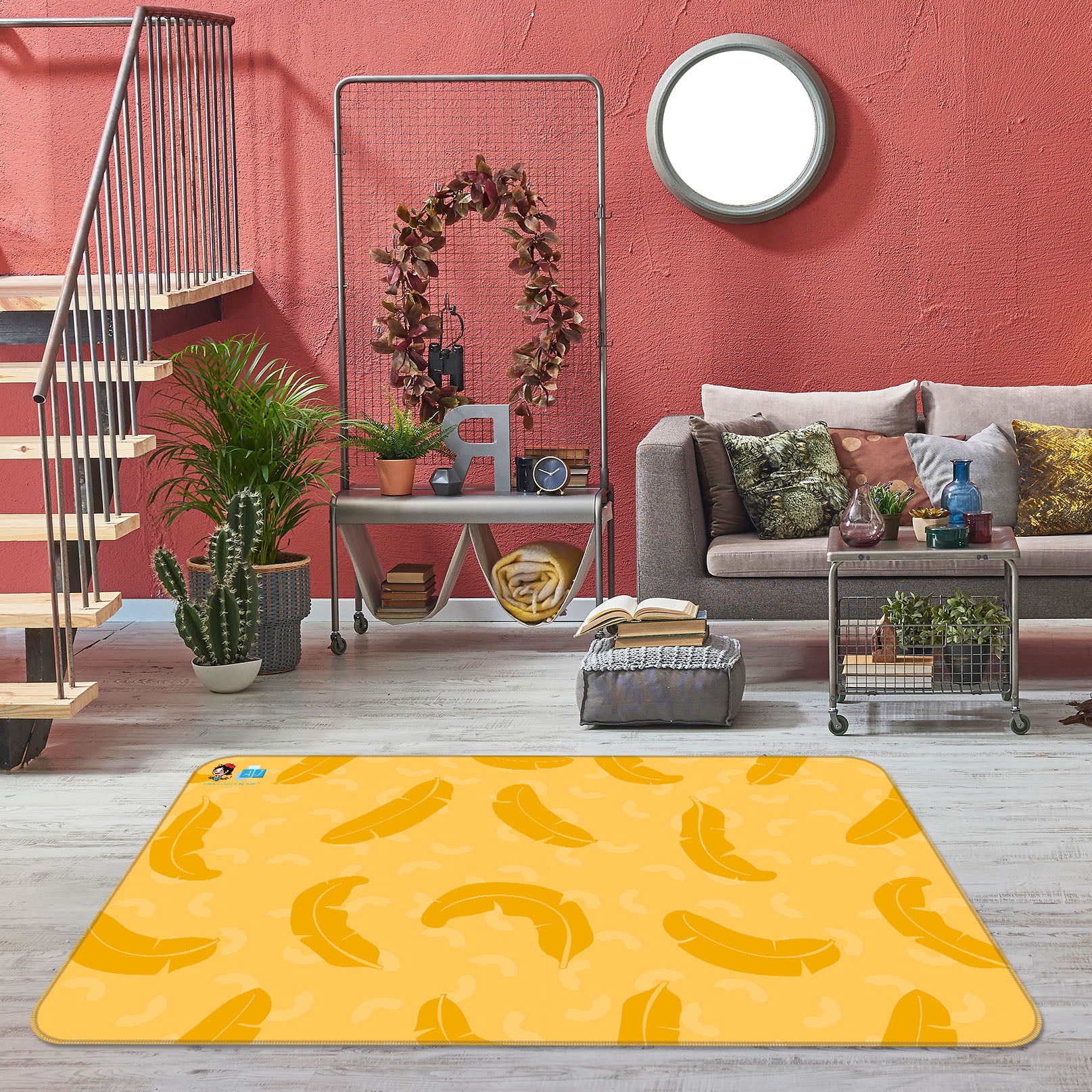 3D Yellow Leaves 10793 Kashmira Jayaprakash Rug Non Slip Rug Mat