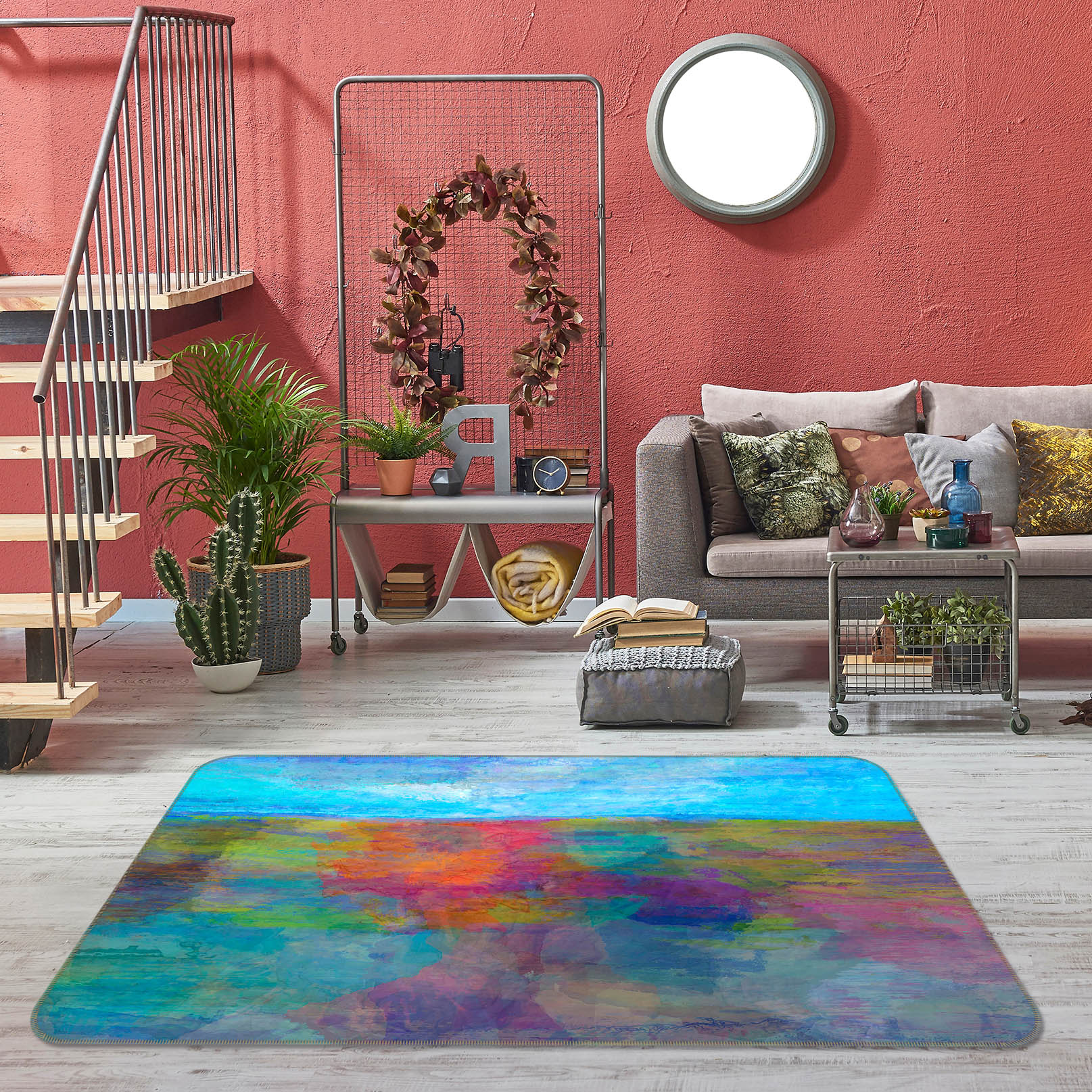 3D Colorful Ink Pattern 84015 Michael Tienhaara Rug Non Slip Rug Mat