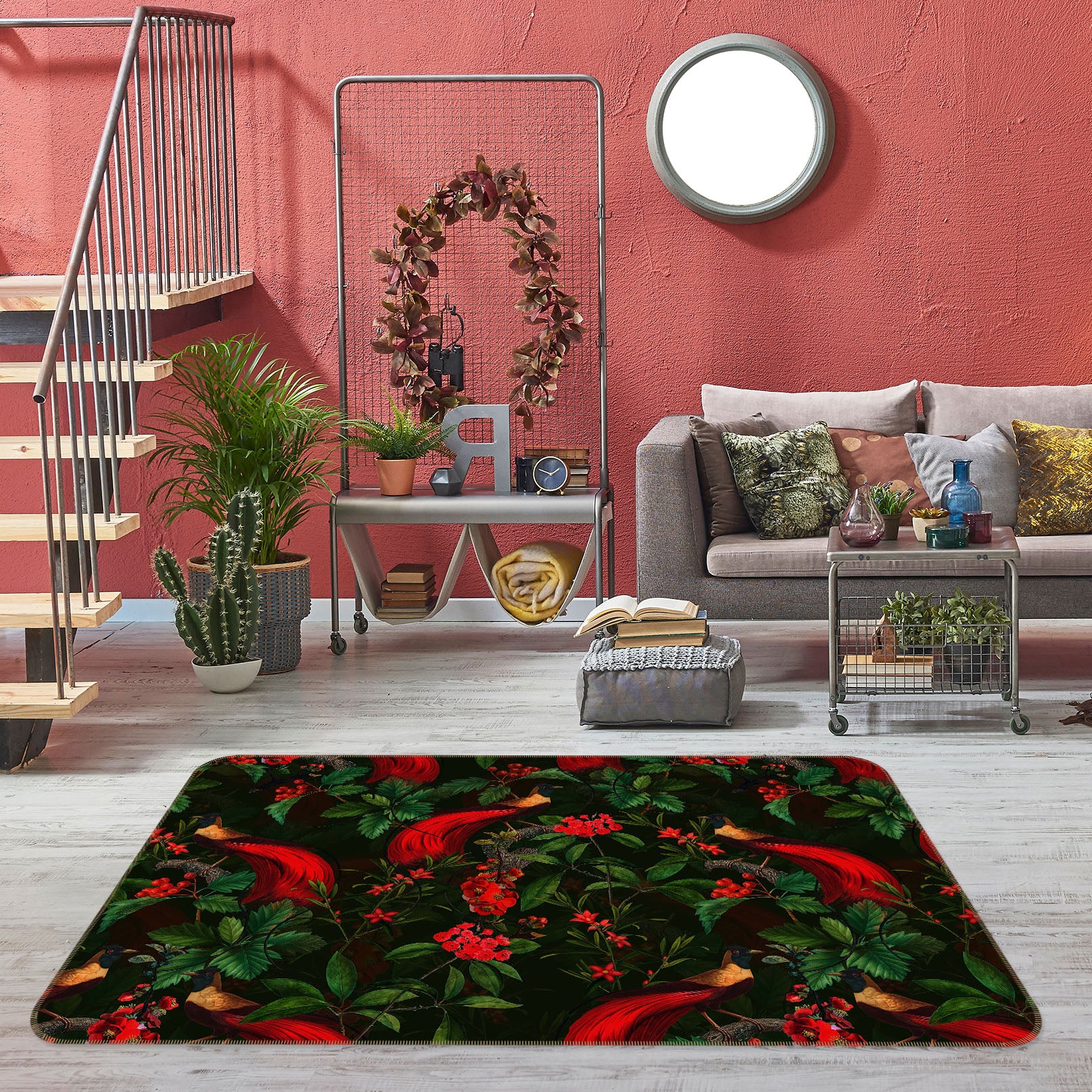 3D Red Wild Flower 169 Uta Naumann Rug Non Slip Rug Mat