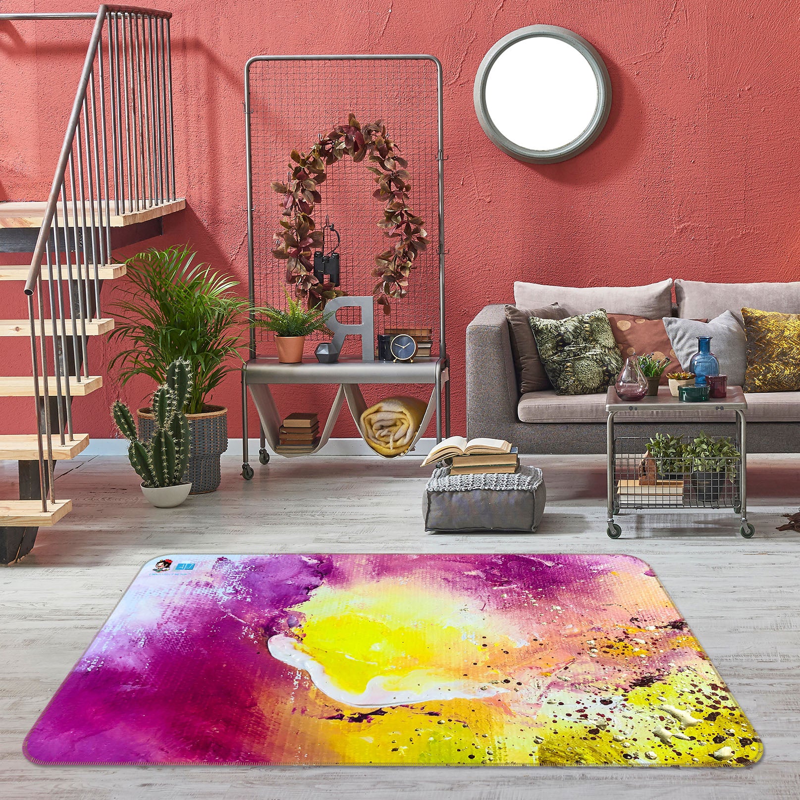 3D Purple Watercolor 1260 Skromova Marina Rug Non Slip Rug Mat