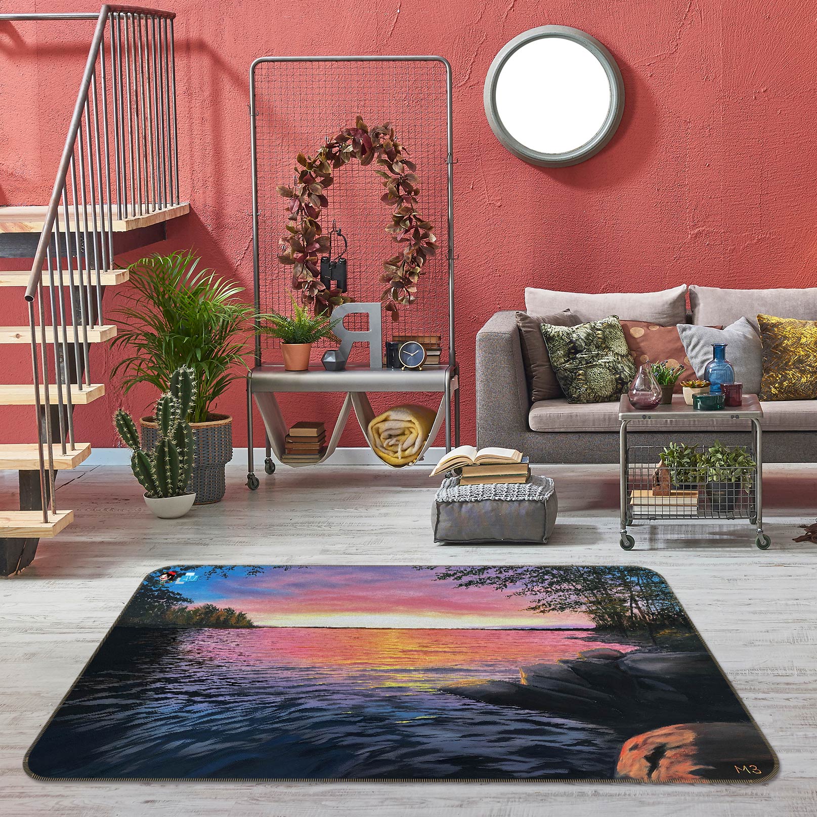 3D Sunset Lake 96228 Marina Zotova Rug Non Slip Rug Mat