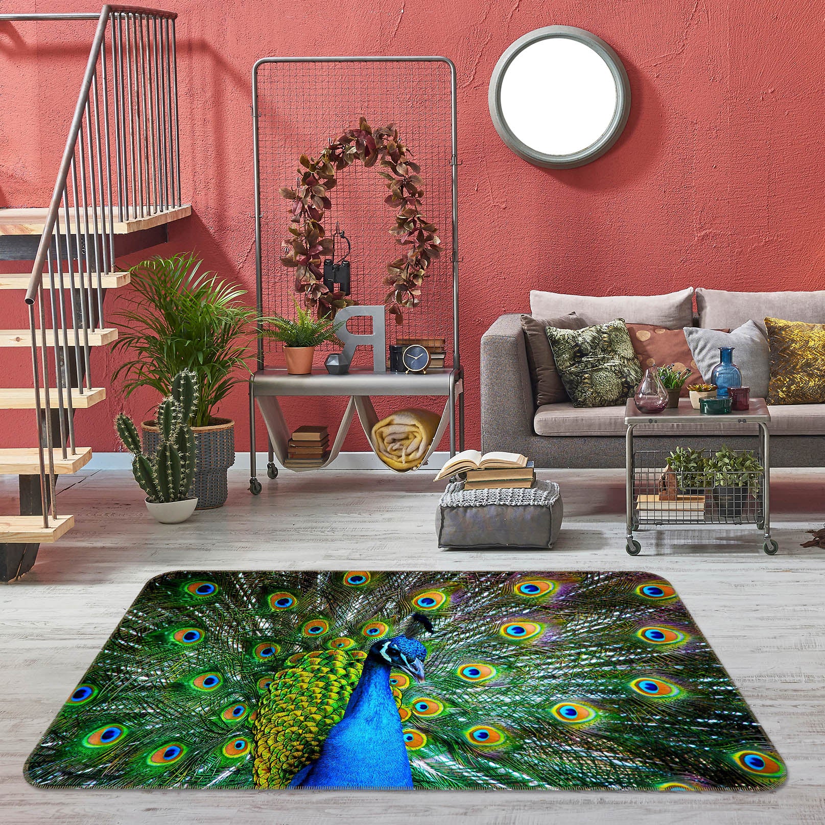 3D Peacock 38109 Animal Non Slip Rug Mat