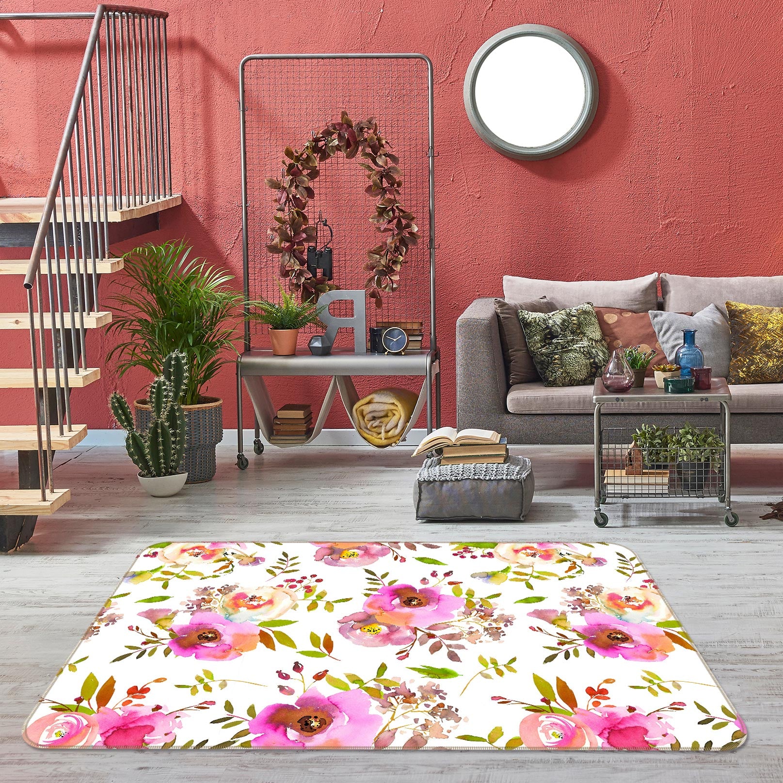 3D Pattern Flower 092 Uta Naumann Rug Non Slip Rug Mat