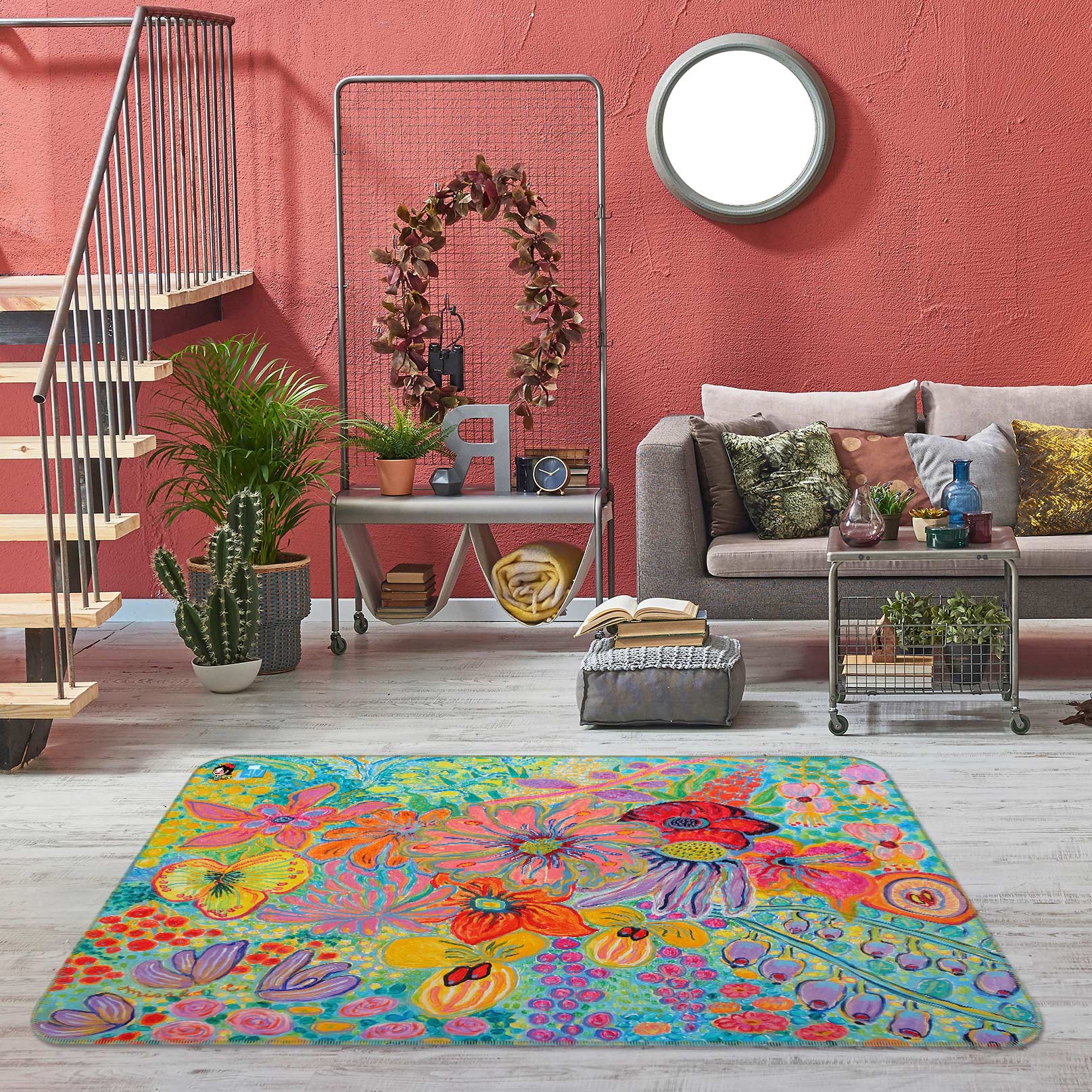 3D Color Flowers 123118 Misako Chida Rug Non Slip Rug Mat