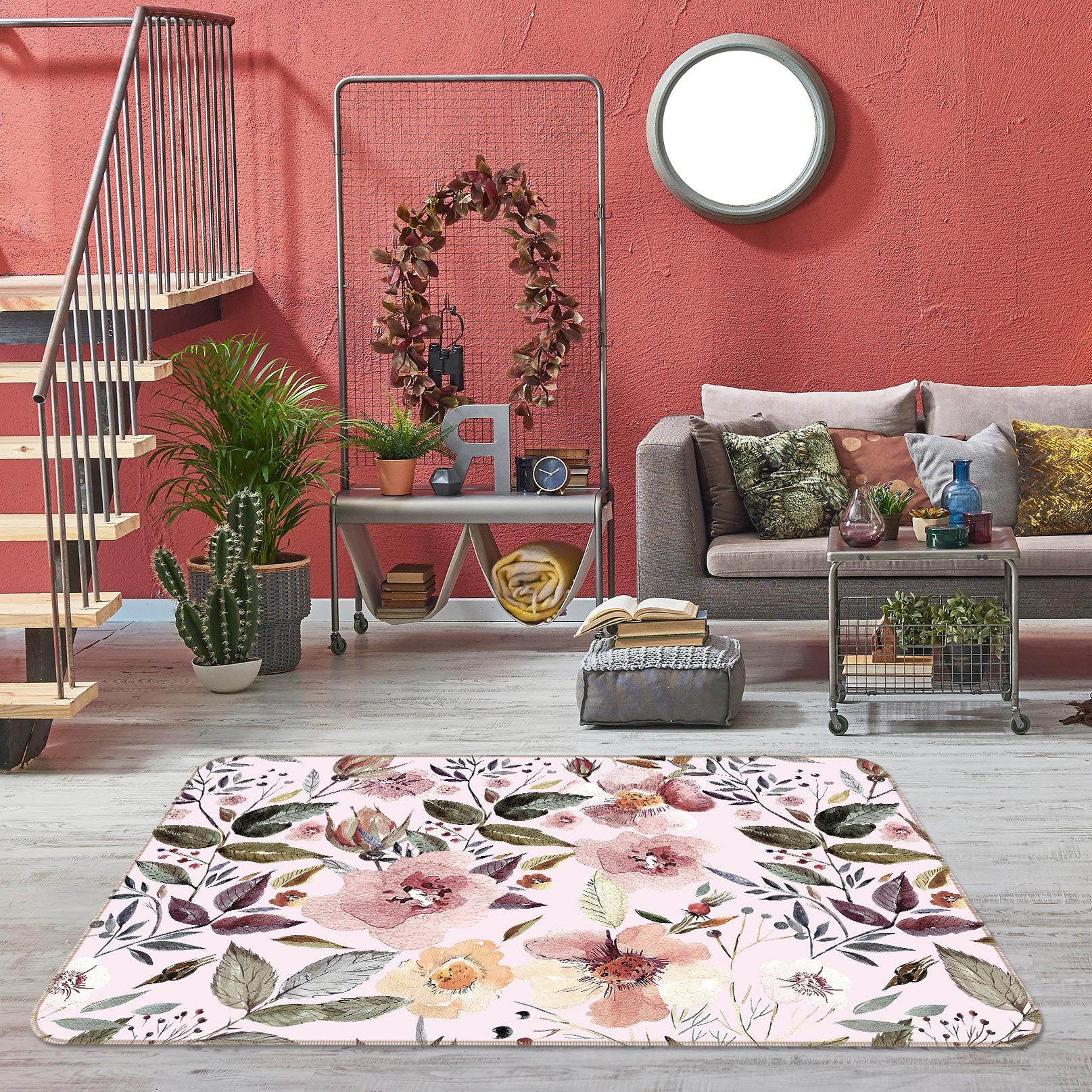 3D Flowers Open 083 Uta Naumann Rug Non Slip Rug Mat