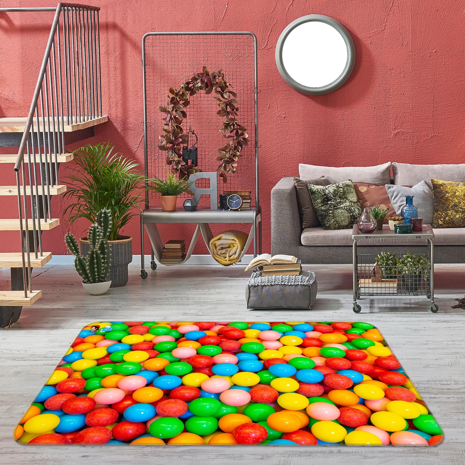 3D Rainbow Candy 6852 Assaf Frank Rug Non Slip Rug Mat