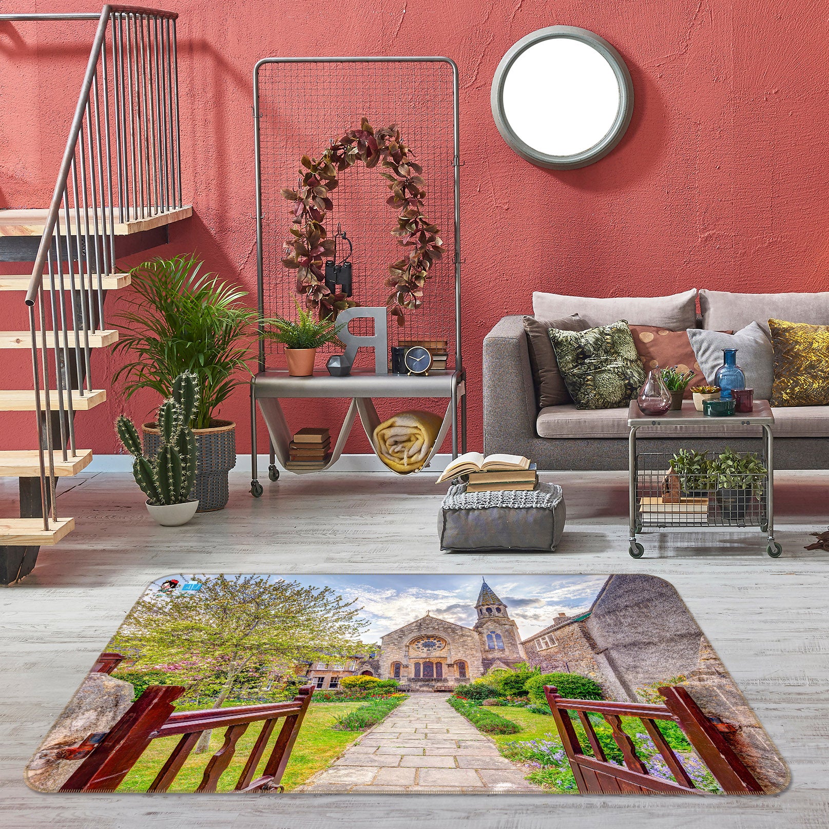 3D Villa Garden 6770 Assaf Frank Rug Non Slip Rug Mat