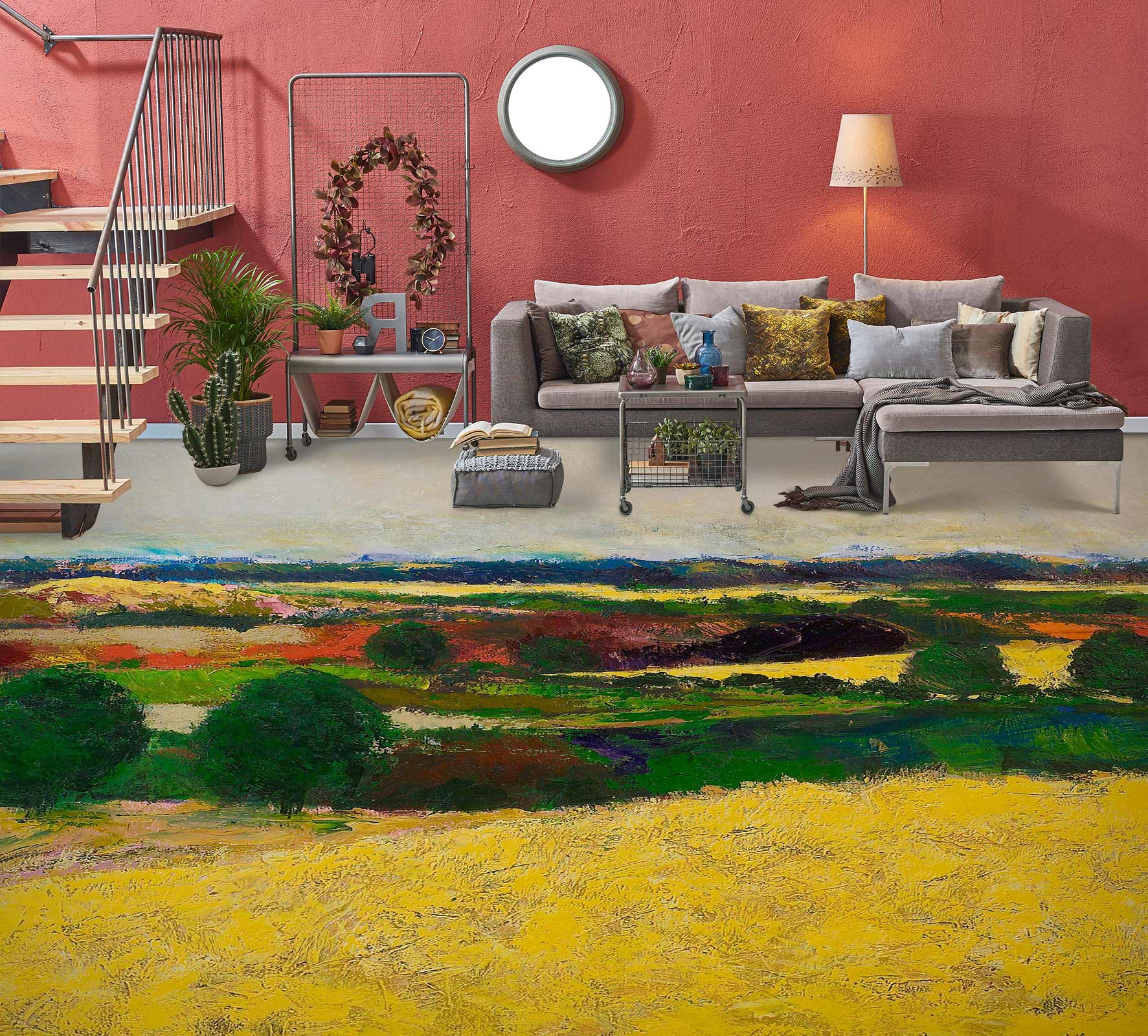 3D Golden Grass Trees 9561 Allan P. Friedlander Floor Mural