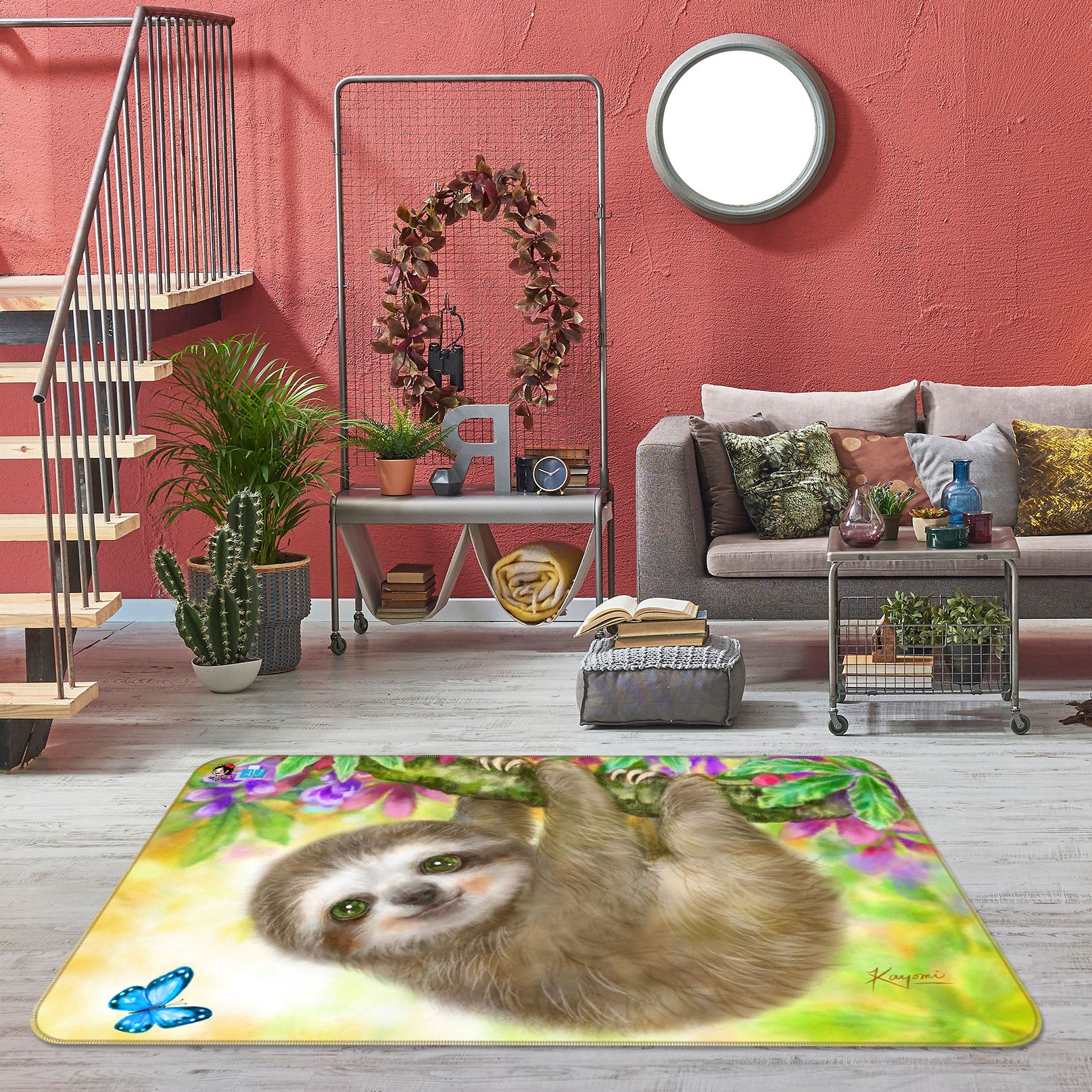 3D Cute Sloth 5749 Kayomi Harai Rug Non Slip Rug Mat