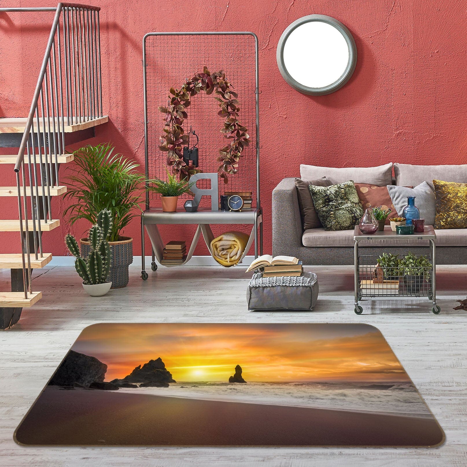 3D Sunset Beach 1022 Marco Carmassi Rug Non Slip Rug Mat Mat AJ Creativity Home 