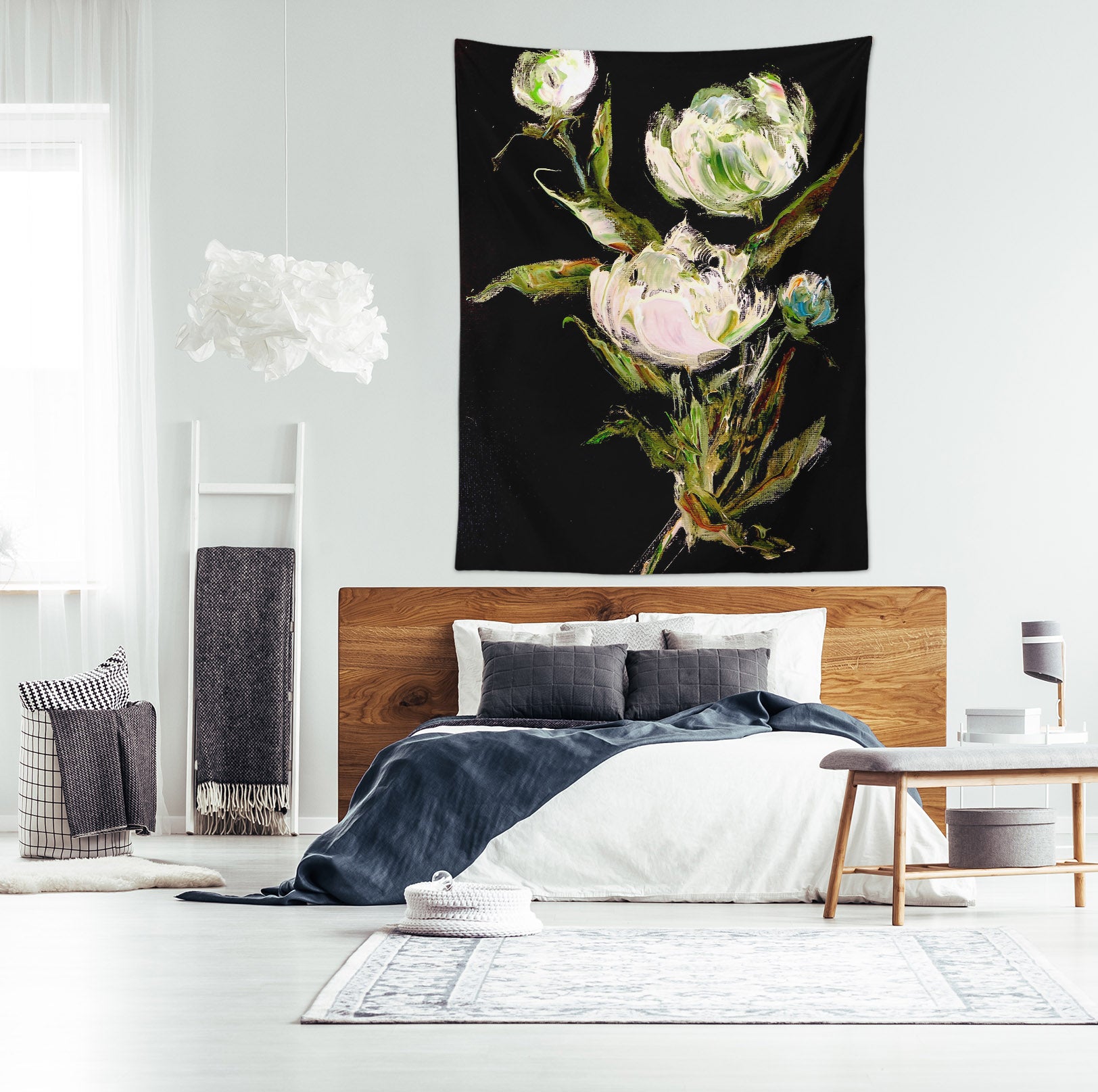 3D White Rose 3673 Skromova Marina Tapestry Hanging Cloth Hang