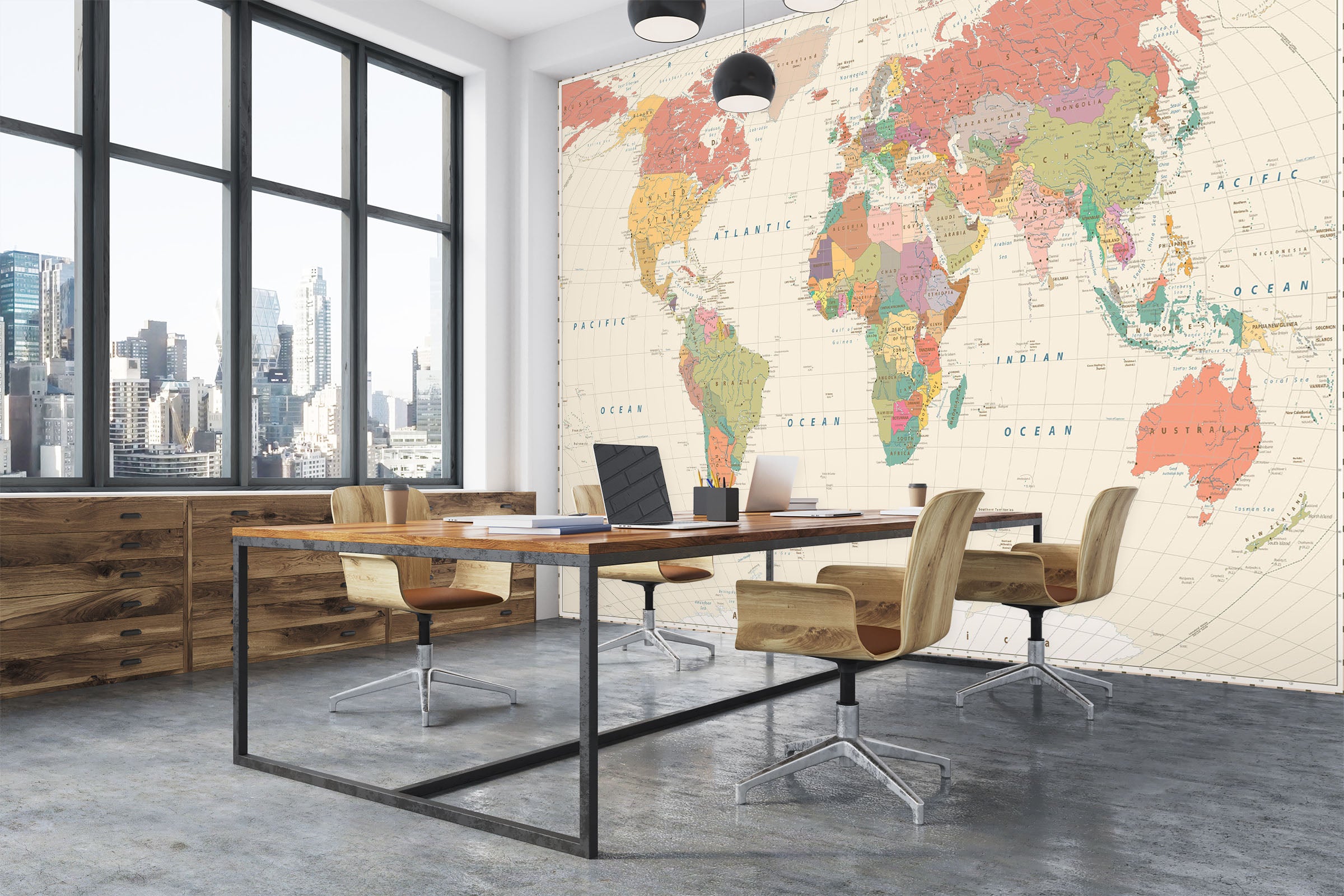 3D Yellow World Map 1134 Wall Murals