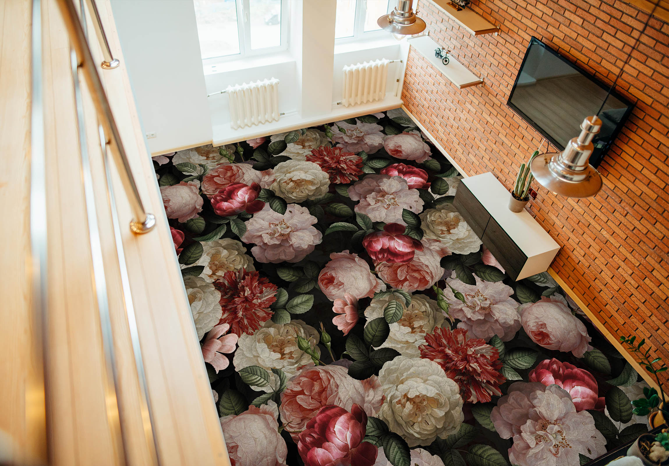 3D Pink Flower Pattern 99188 Uta Naumann Floor Mural