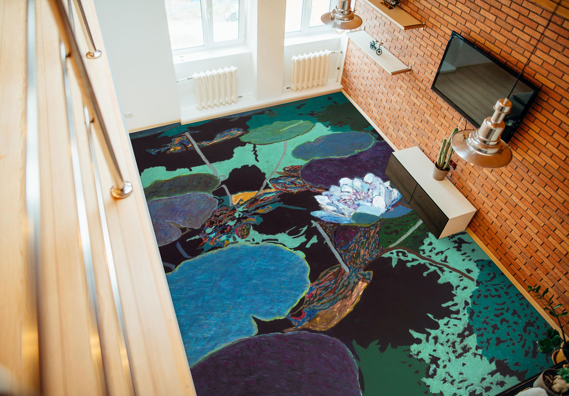 3D White Lotus Pond 96101 Allan P. Friedlander Floor Mural