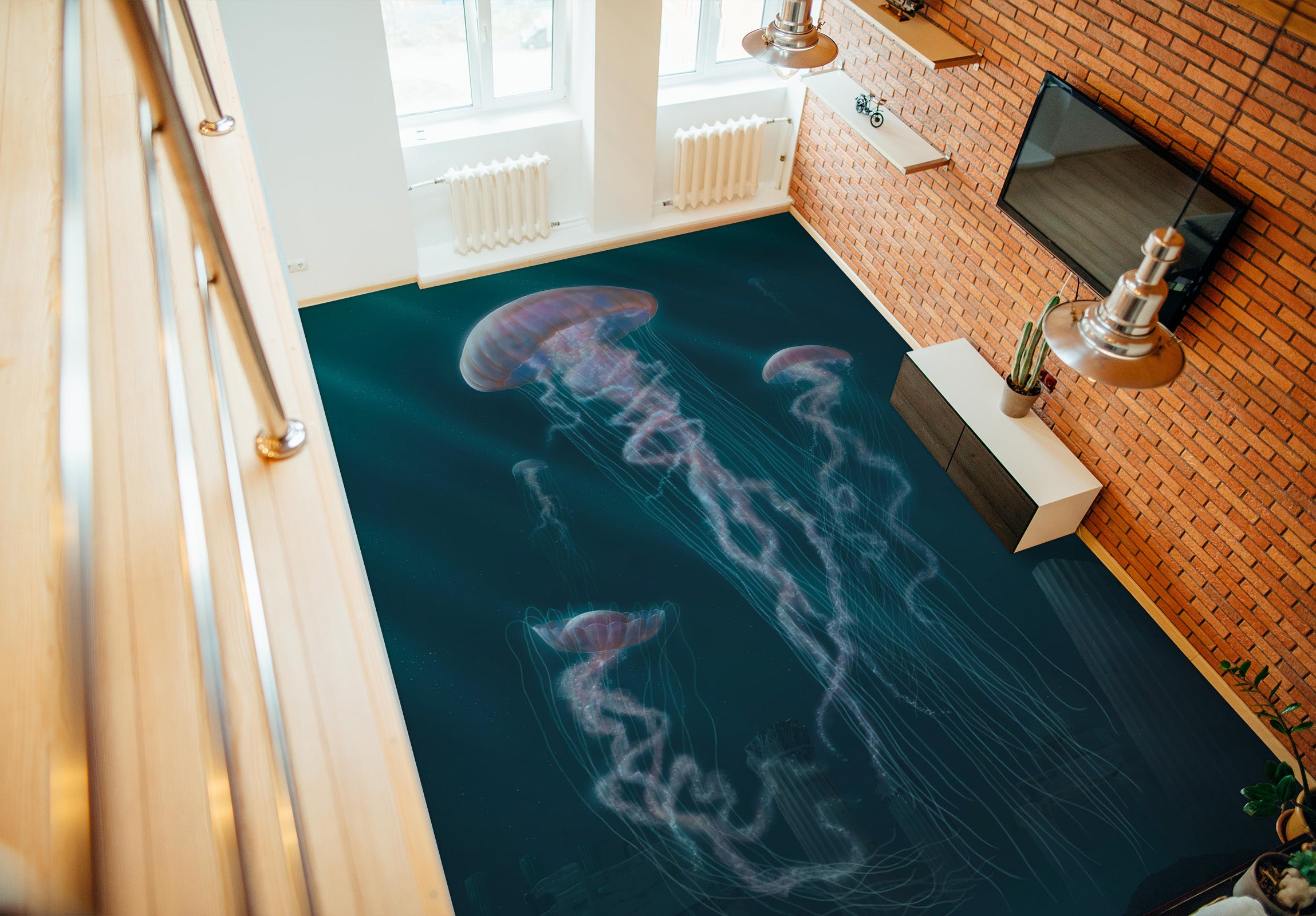 3D Jellyfish 98183 Vincent Floor Mural