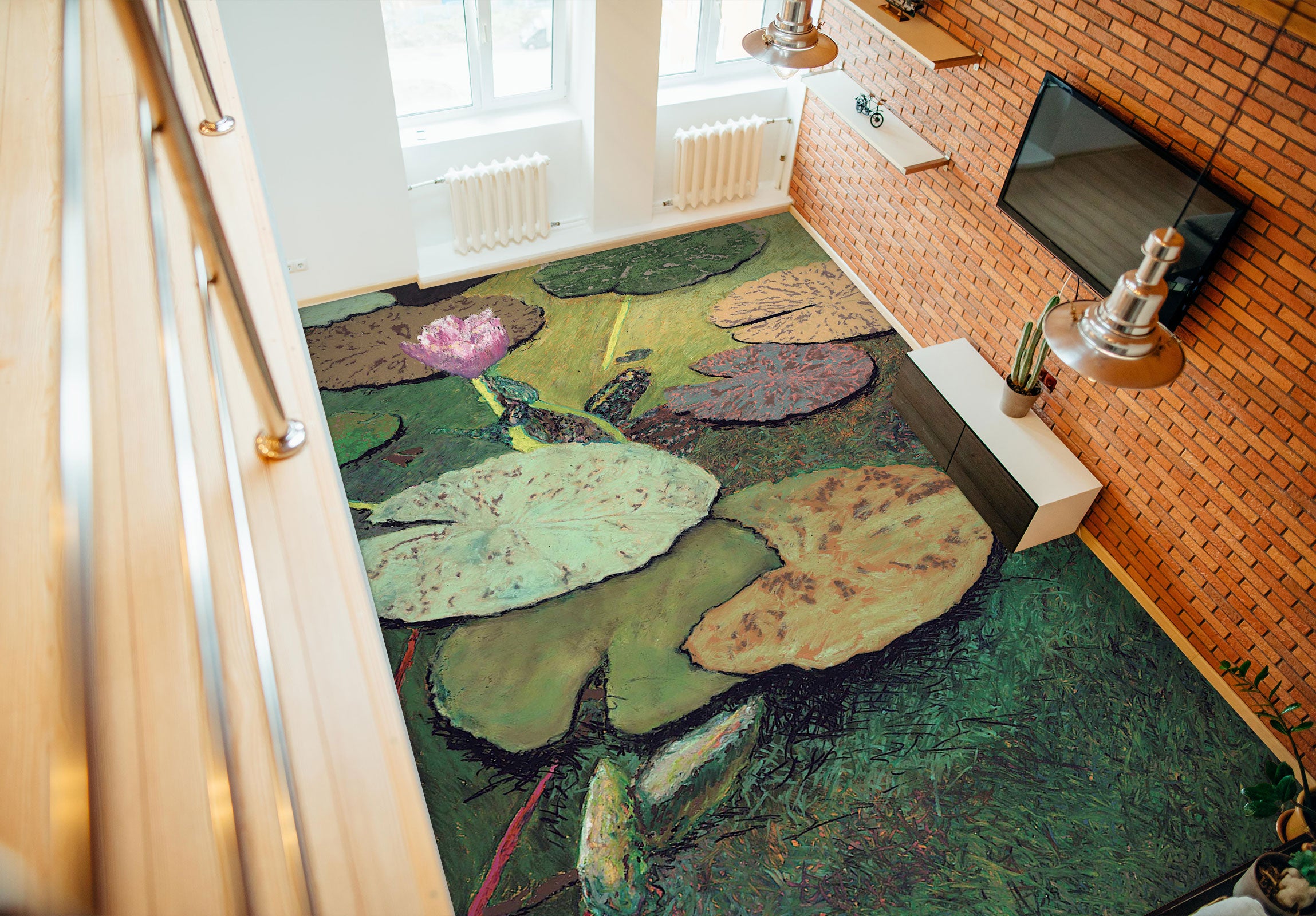 3D Lotus Leaf Pattern 96117 Allan P. Friedlander Floor Mural