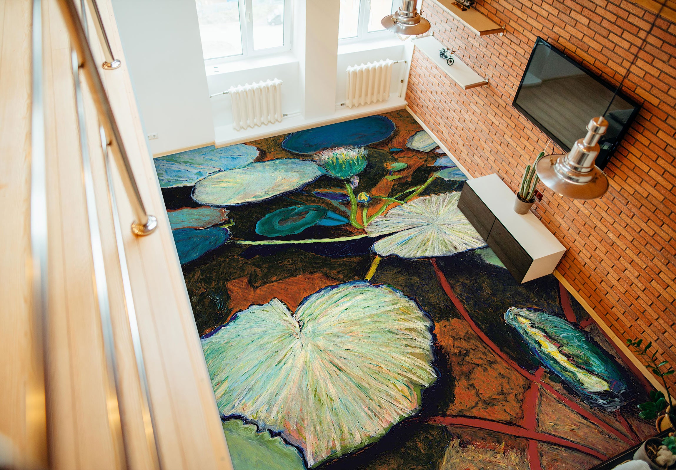 3D Painting Lotus Leaf 96118 Allan P. Friedlander Floor Mural