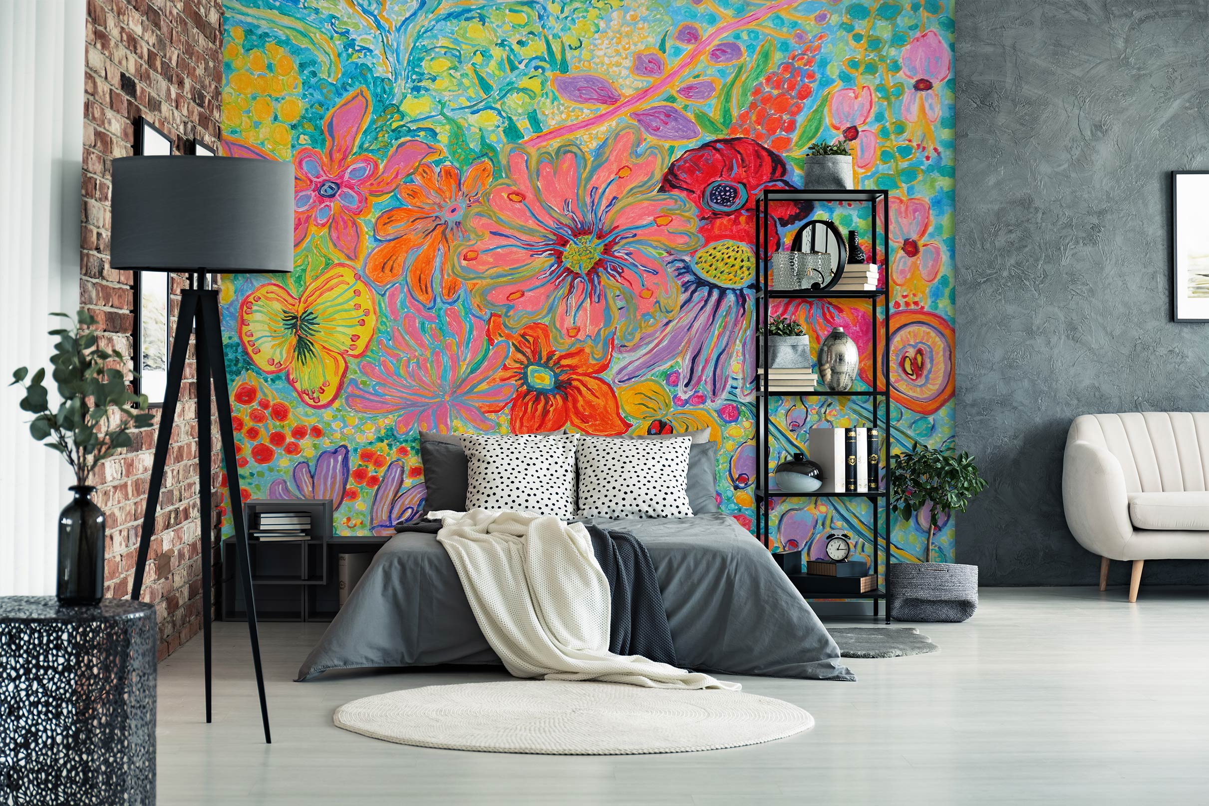 3D Color Flowers Painting 12160 Misako Chida Wall Mural Wall Murals