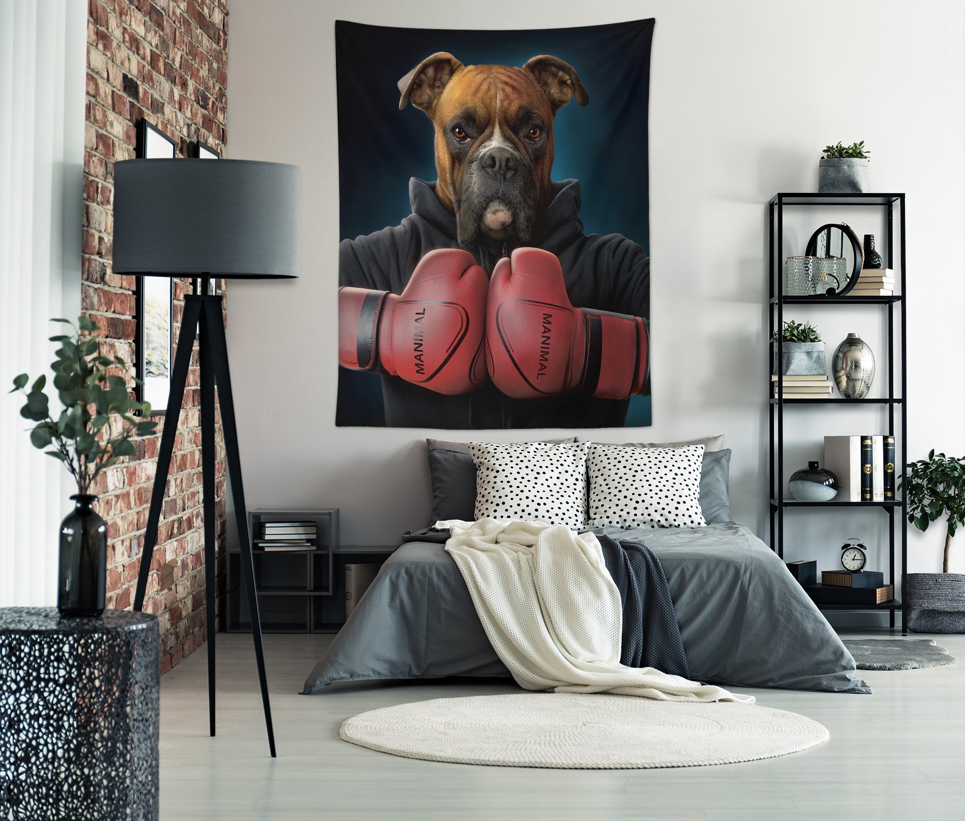 3D Boxing Dog 116213 Vincent Tapestry Hanging Cloth Hang