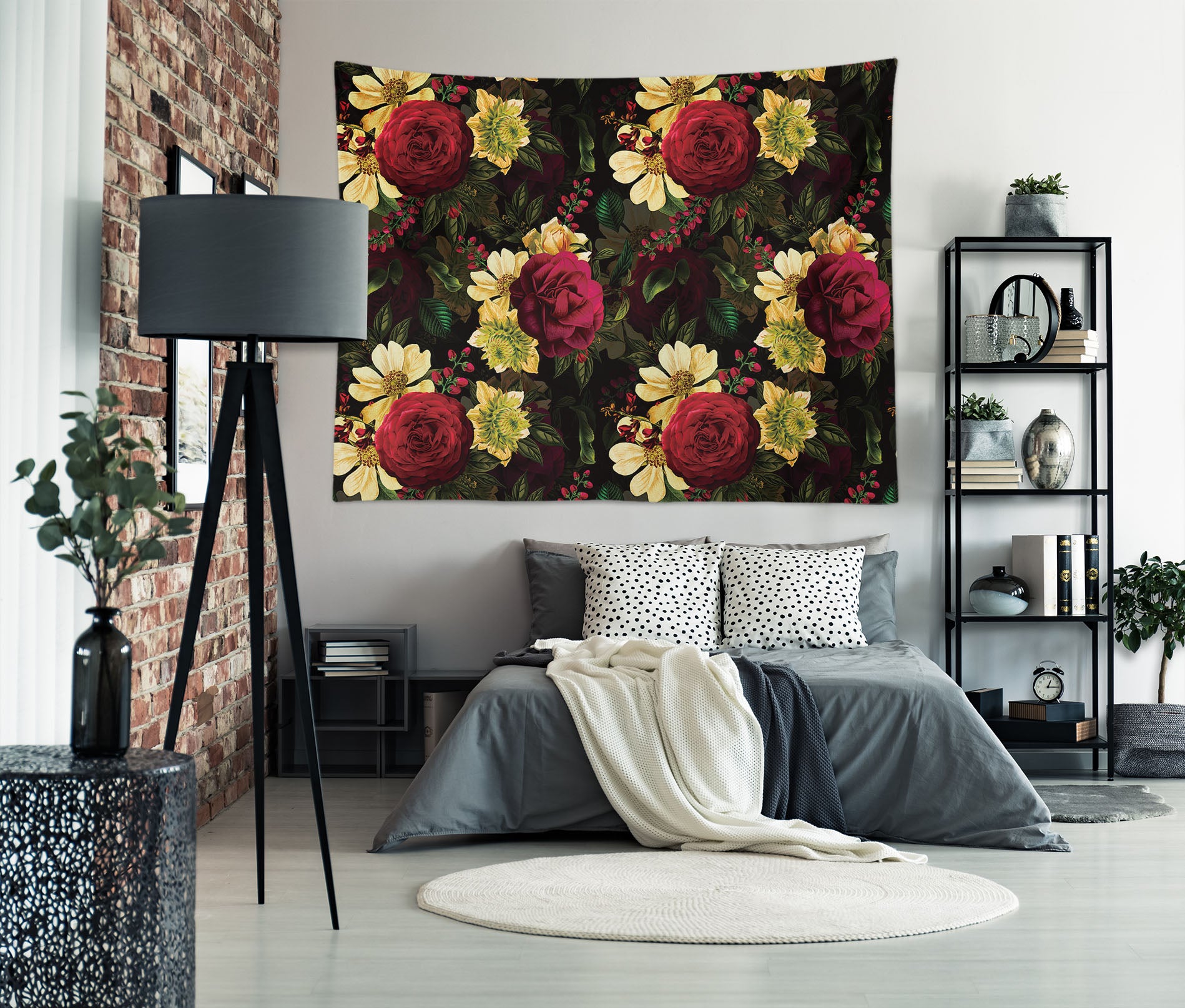 3D Red Flower Leaves 904 Uta Naumann Tapestry Hanging Cloth Hang