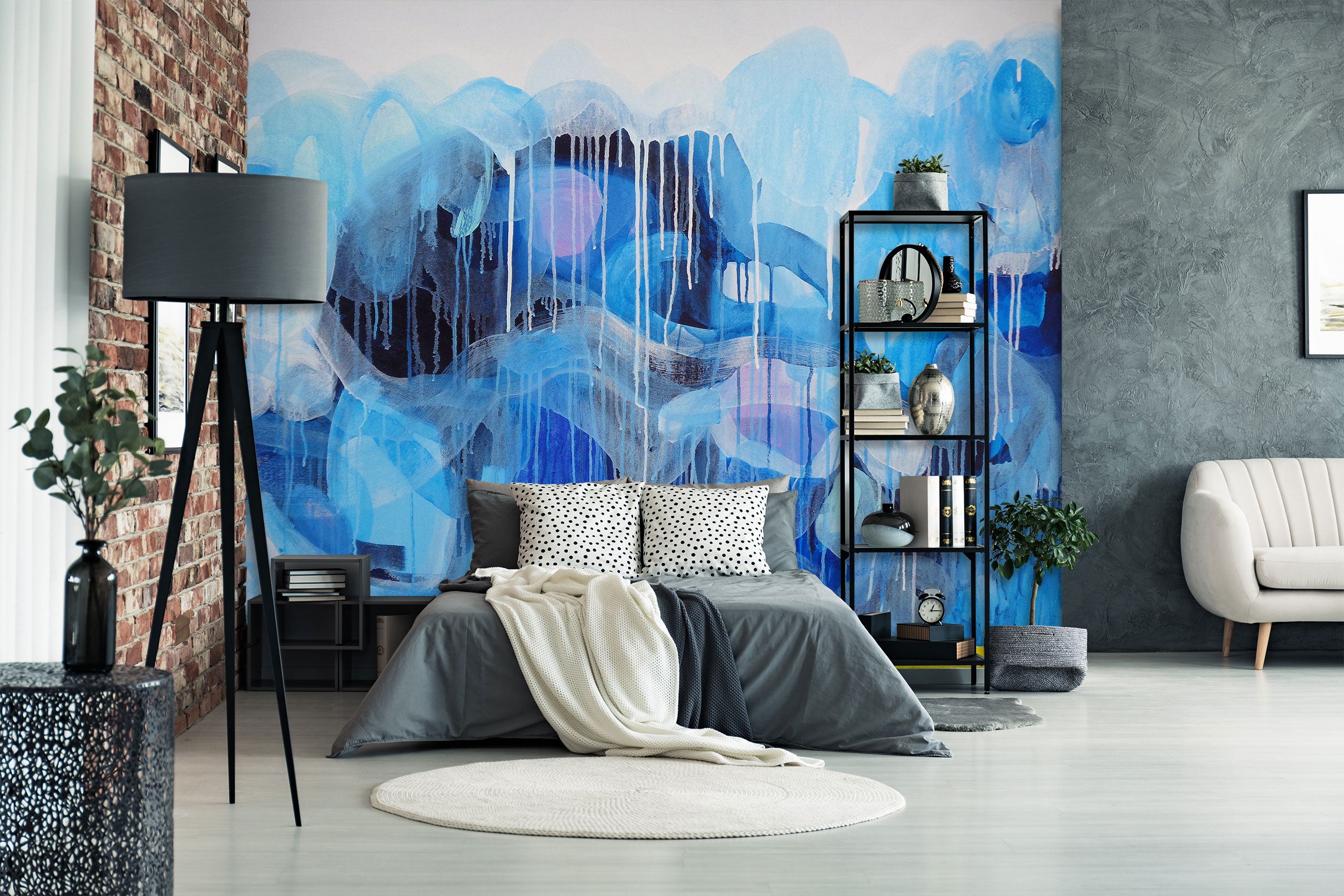 3D Watercolor Blue Paint 12107 Misako Chida Wall Mural Wall Murals