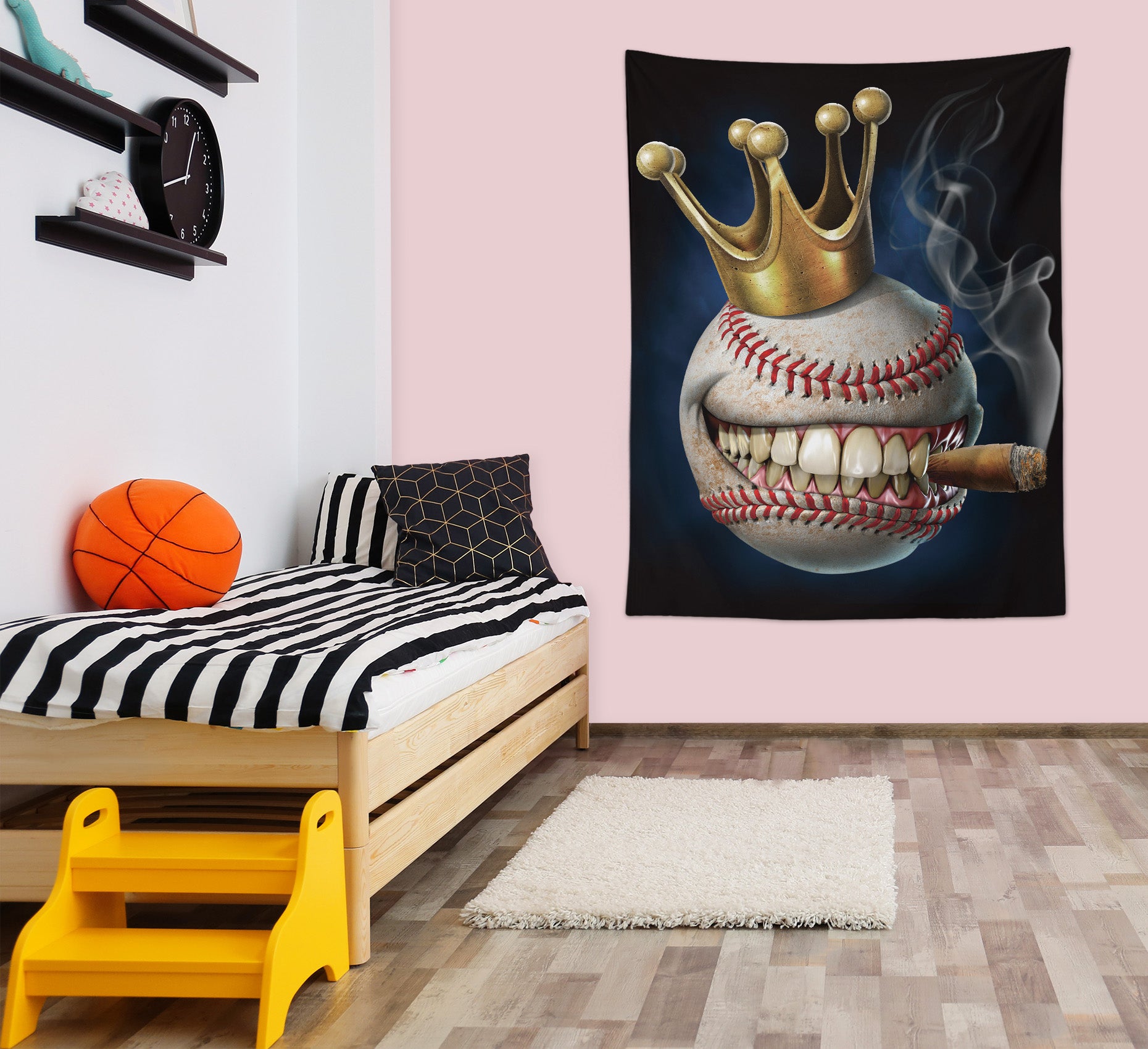 3D Crown Baseball 121150 Tom Wood Tapestry Hanging Cloth Hang