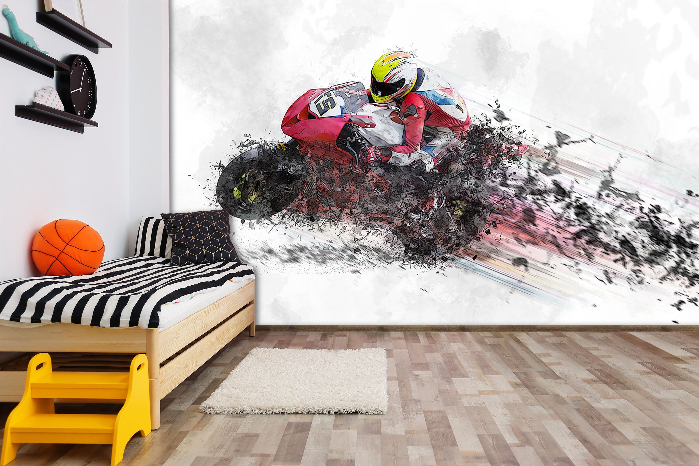 3D Motorcycle Competition 124 Vehicle Wall Murals
