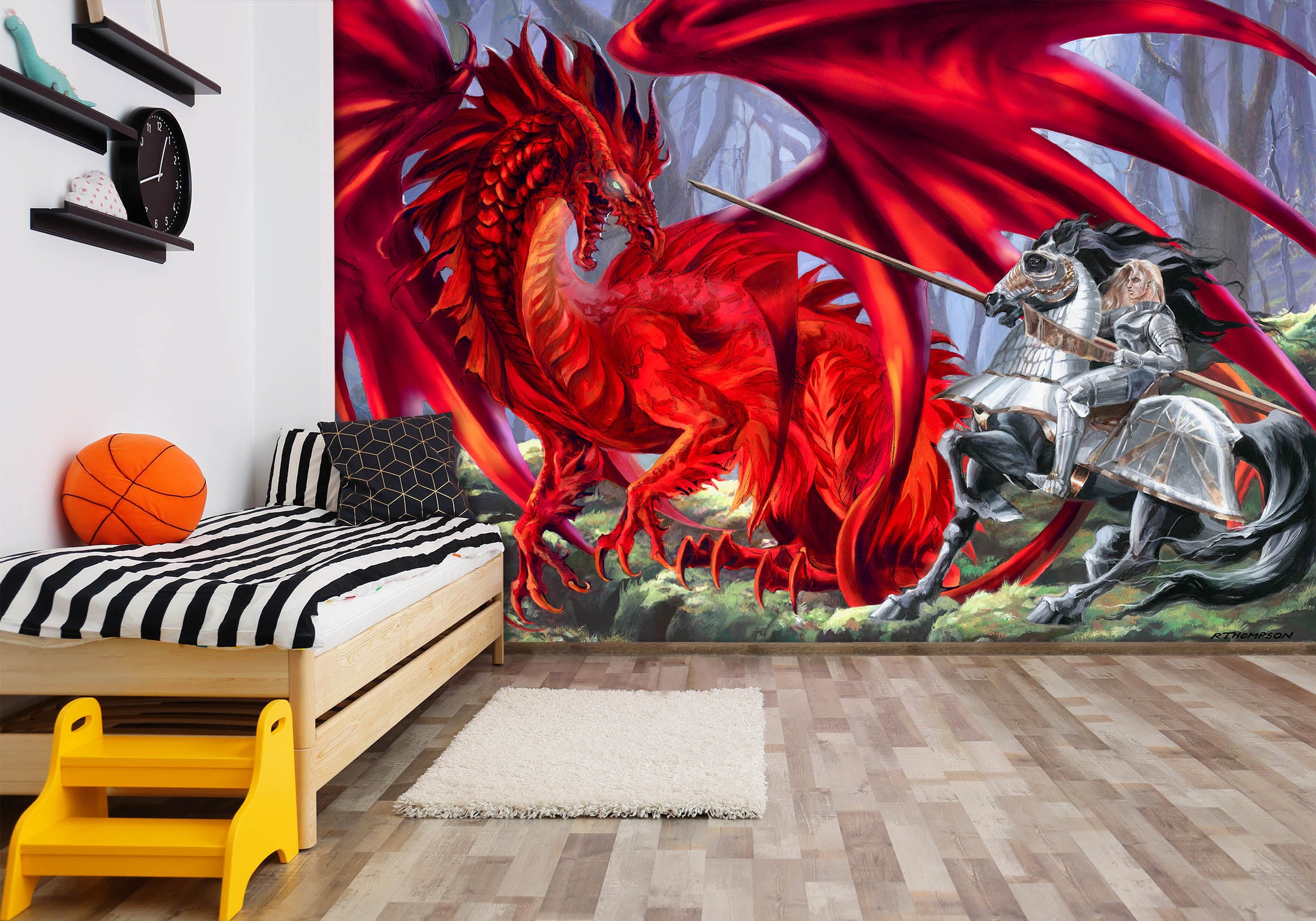 3D Red Dragon 8102 Ruth Thompson Wall Mural Wall Murals