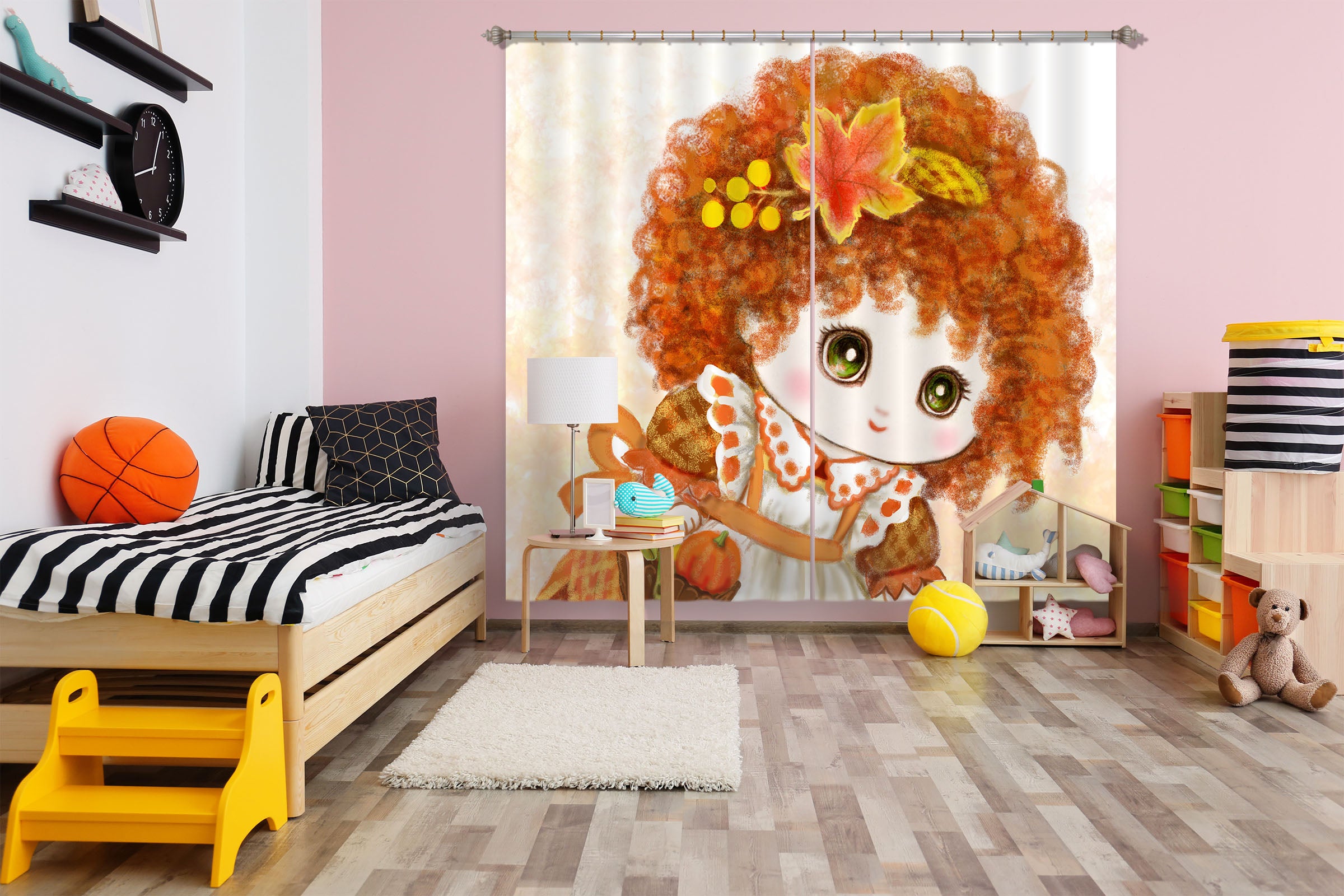 3D Maple Leaf Girl 9026 Kayomi Harai Curtain Curtains Drapes