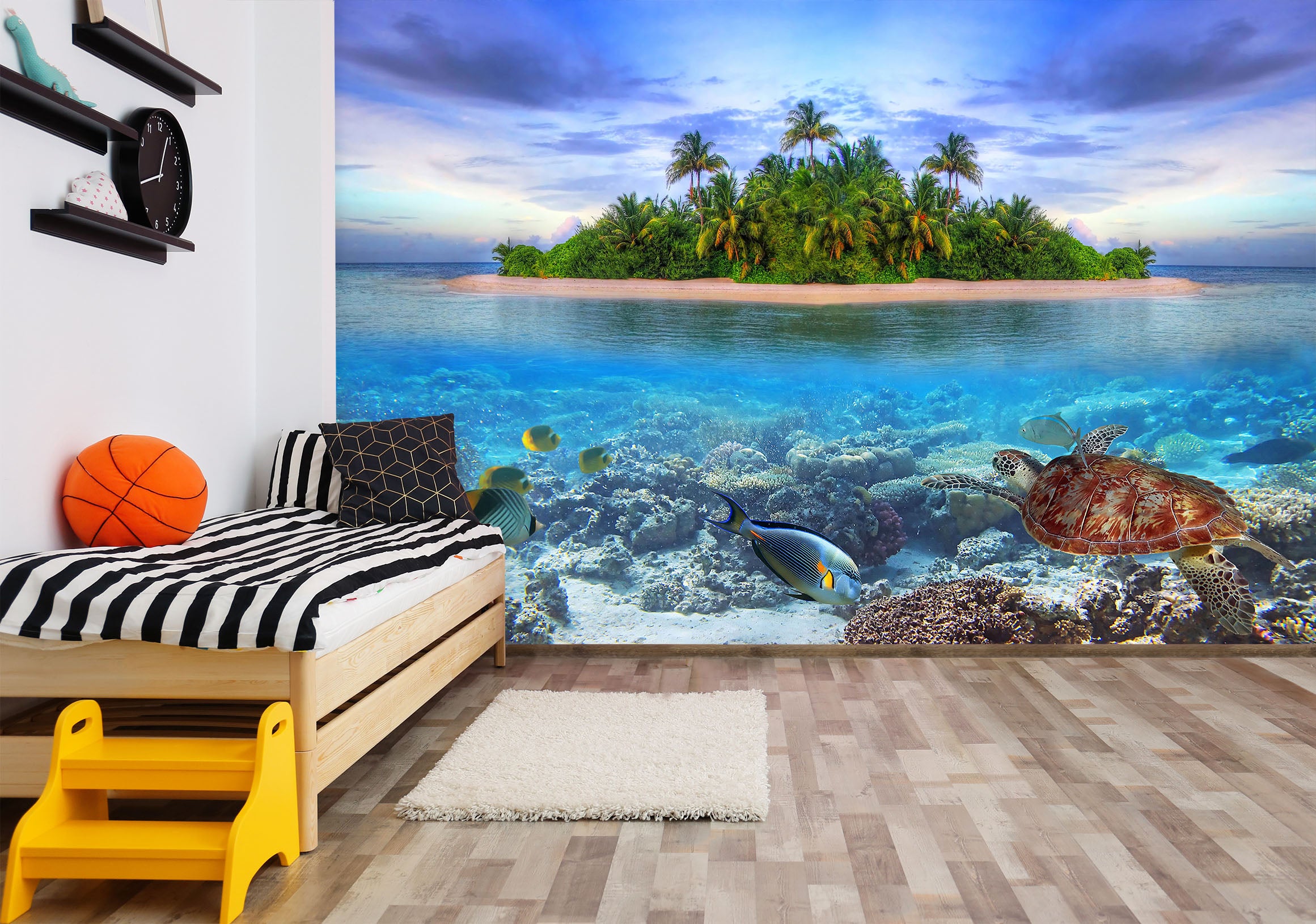 3D Island Sea Turtle 58132 Wall Murals