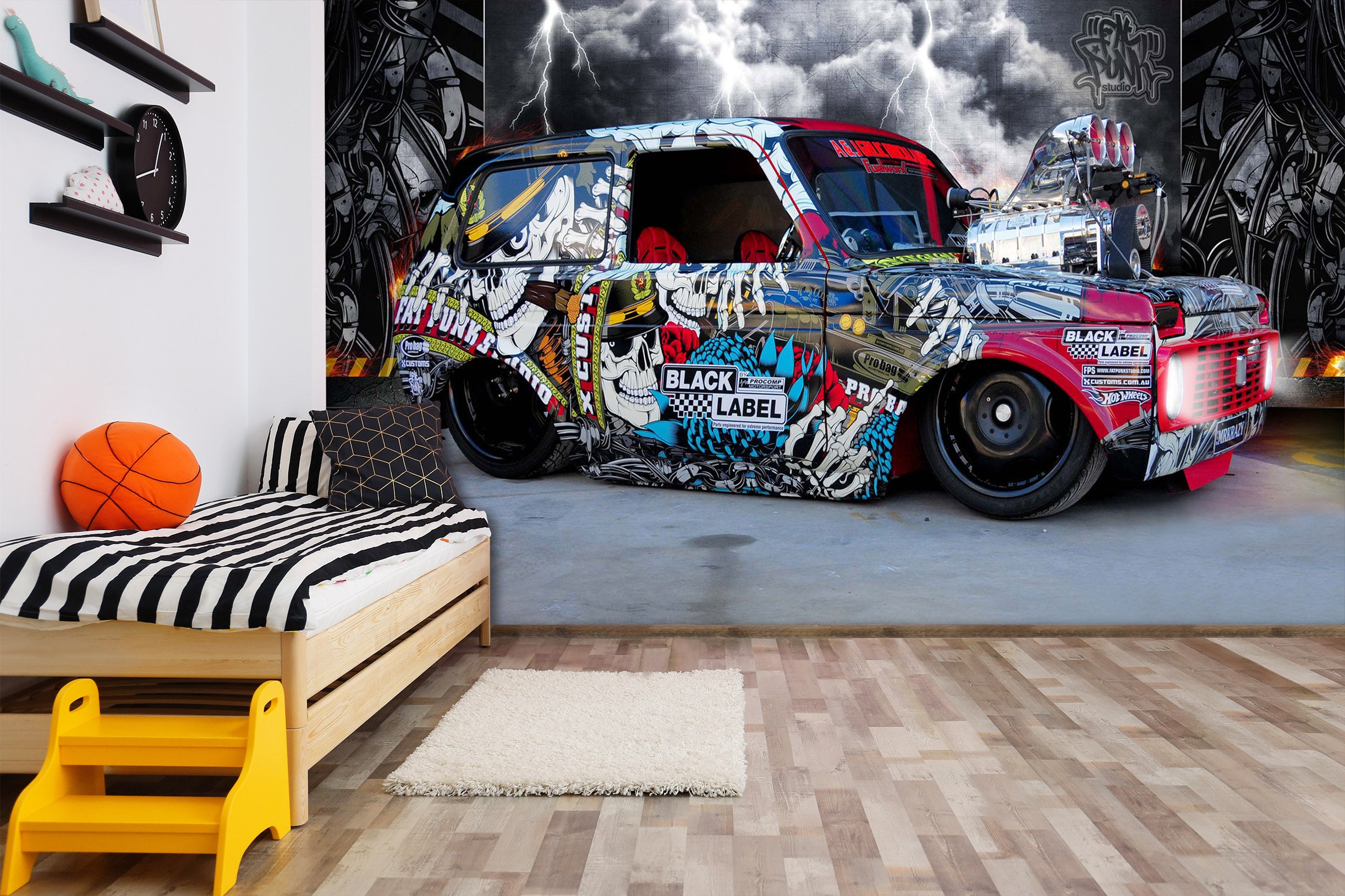 3D Lightning Car 038 Vehicle Wall Murals