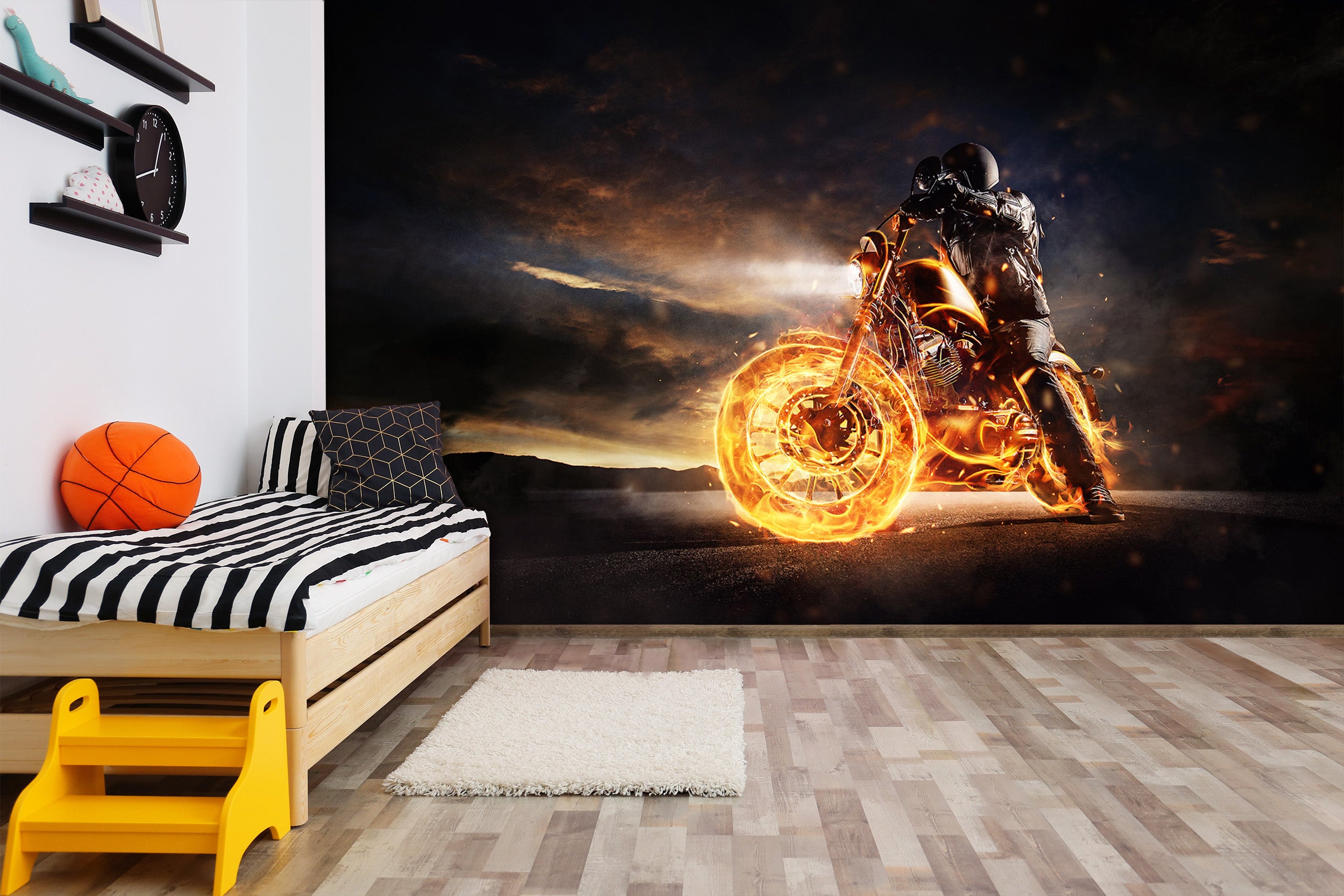 3D Steamer Motorcycle 367 Vehicle Wall Murals