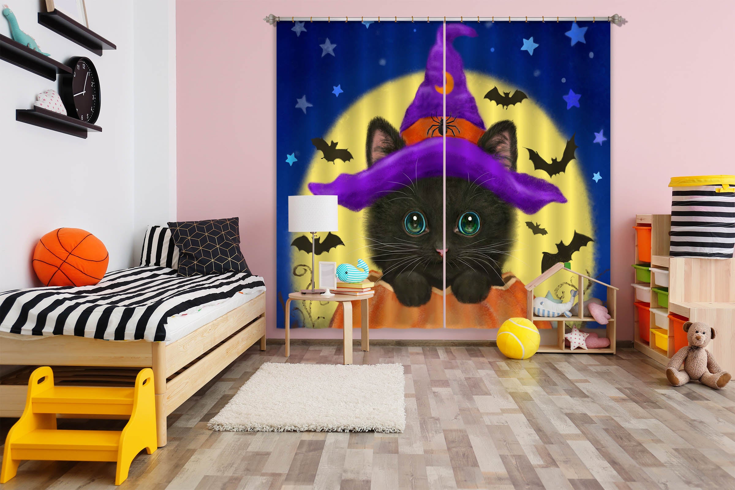 3D Pumpkin Cat 9032 Kayomi Harai Curtain Curtains Drapes