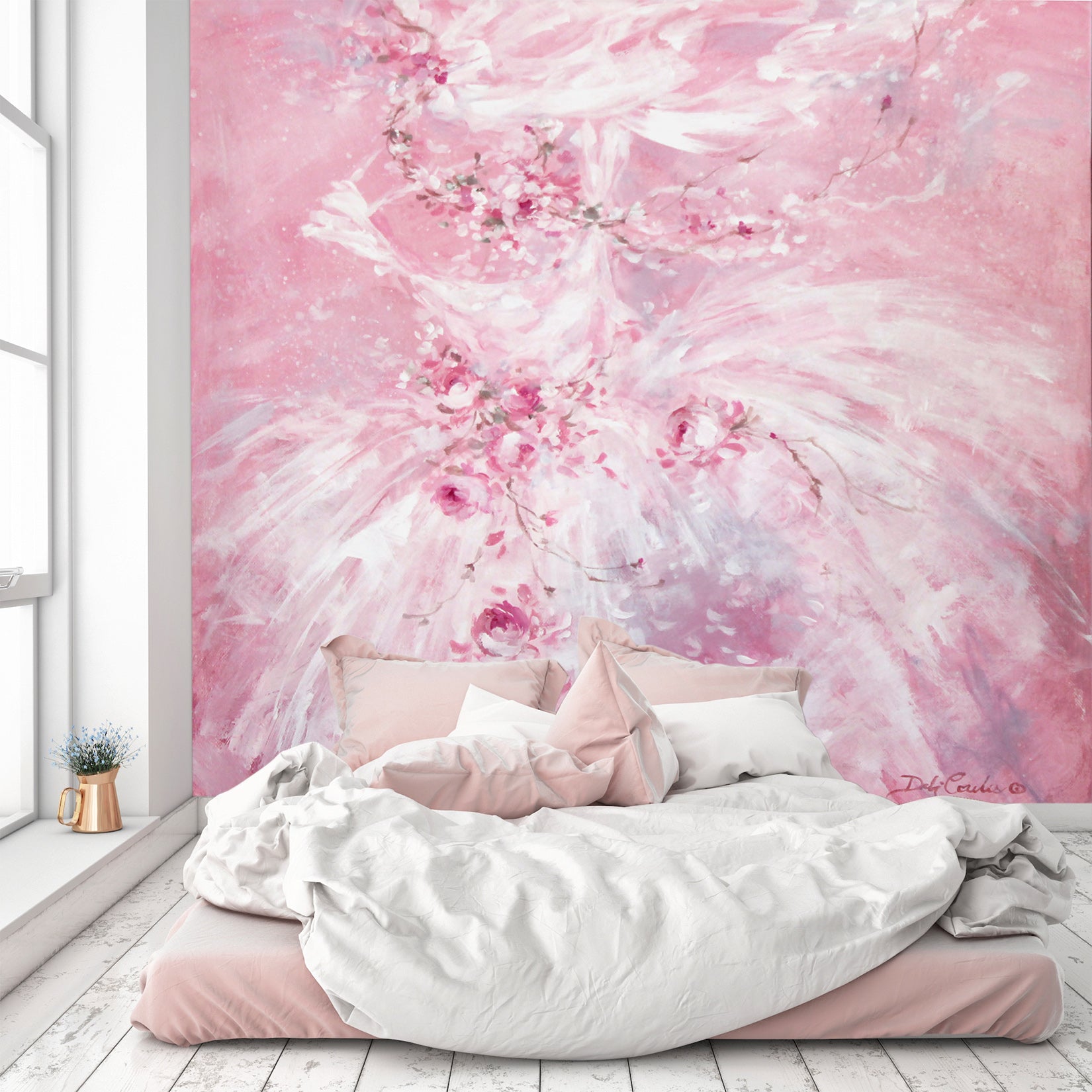 3D Milk Rose 1618 Debi Coules Wall Mural Wall Murals