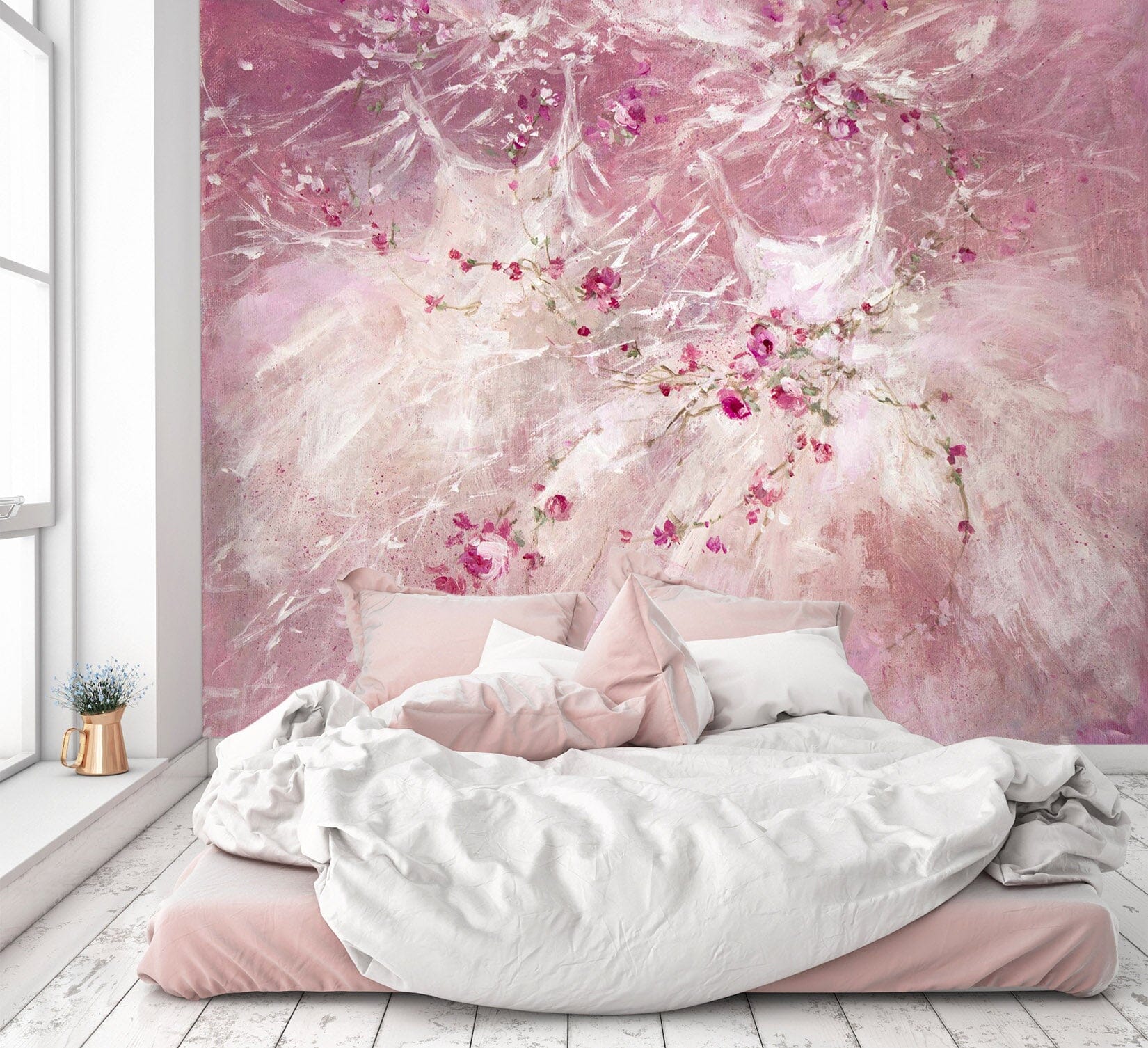 3D Milk Rose 1411 Debi Coules Wall Mural Wall Murals Wallpaper AJ Wallpaper 2 