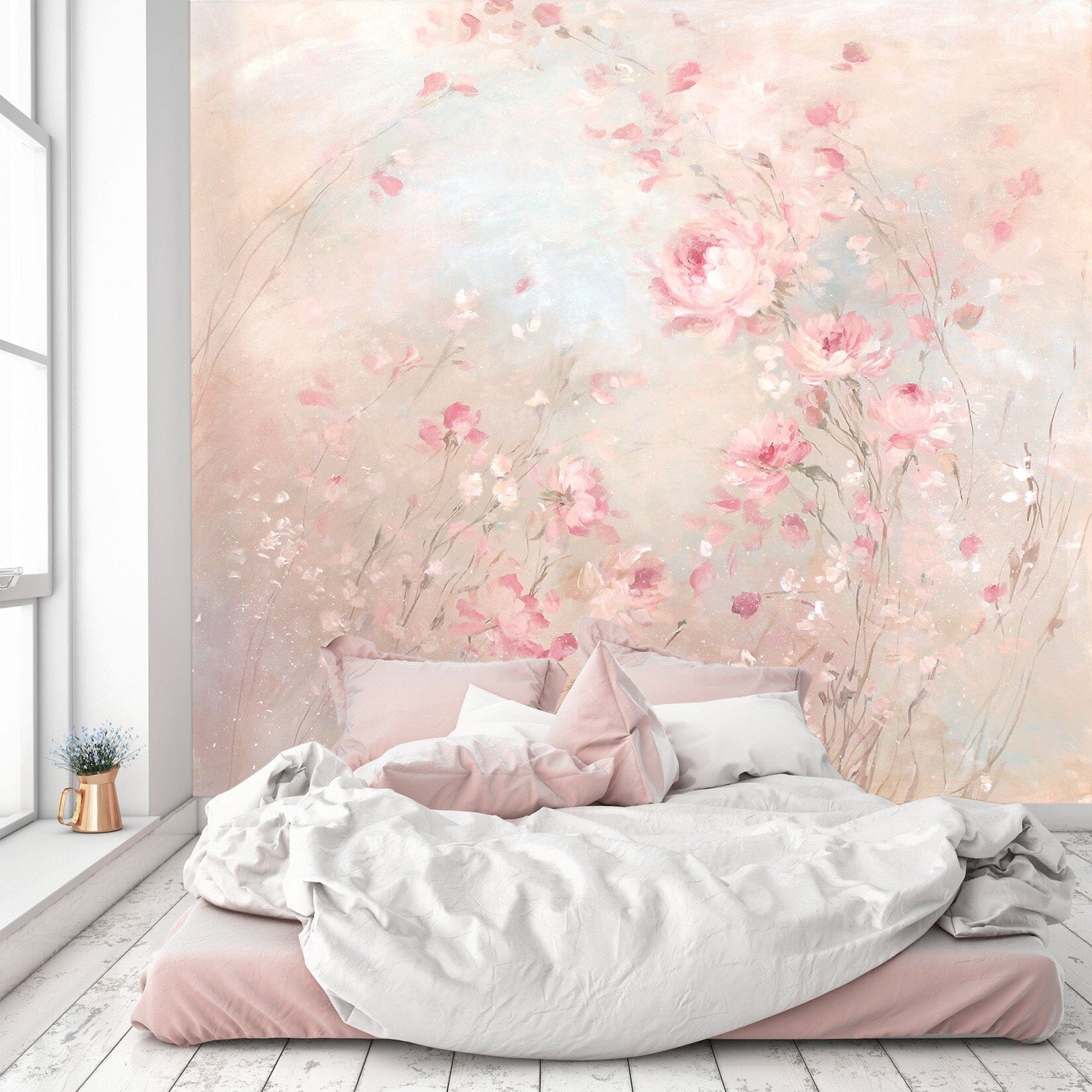 3D Pink Flowers 1403 Debi Coules Wall Mural Wall Murals Wallpaper AJ Wallpaper 2 