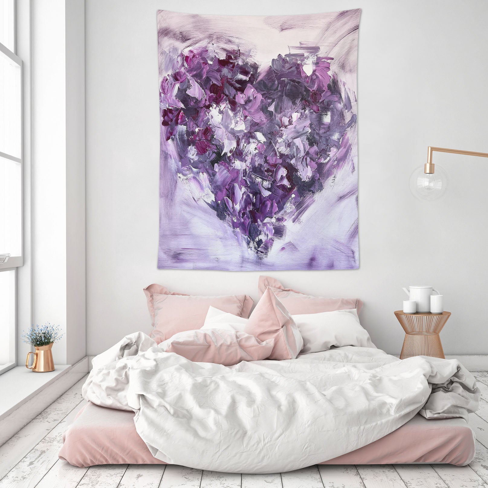 3D Purple Heart 3771 Skromova Marina Tapestry Hanging Cloth Hang