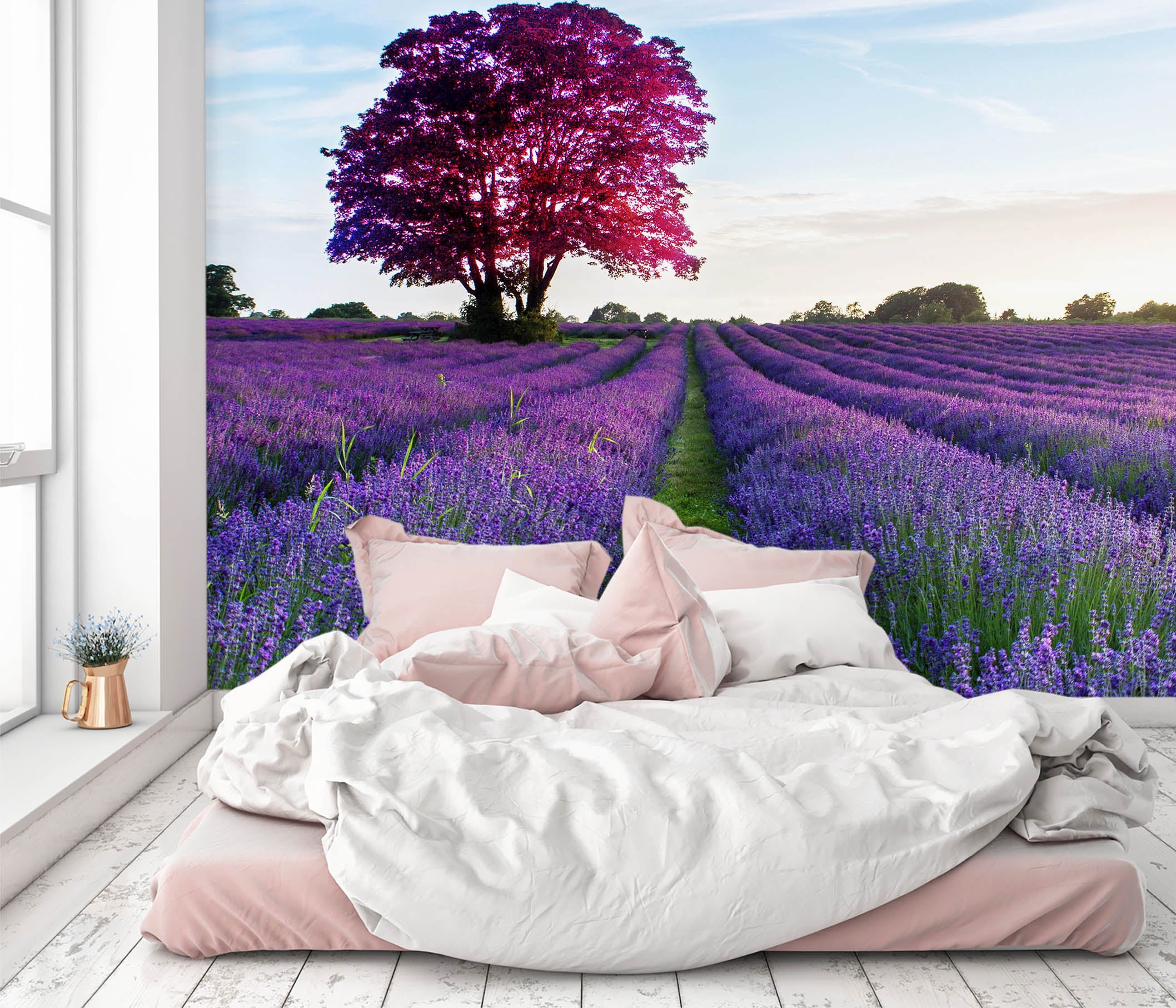 3D Lavender Field 1149 Wall Murals