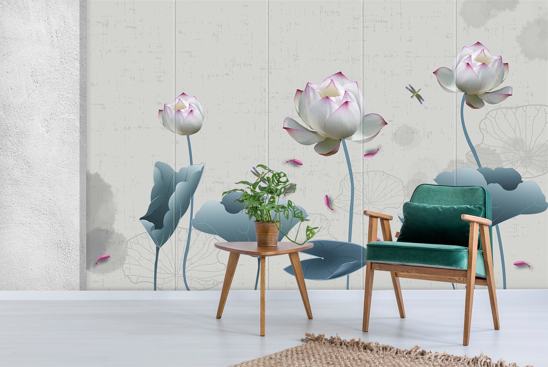 3D Pond Lotus 2080 Wall Murals