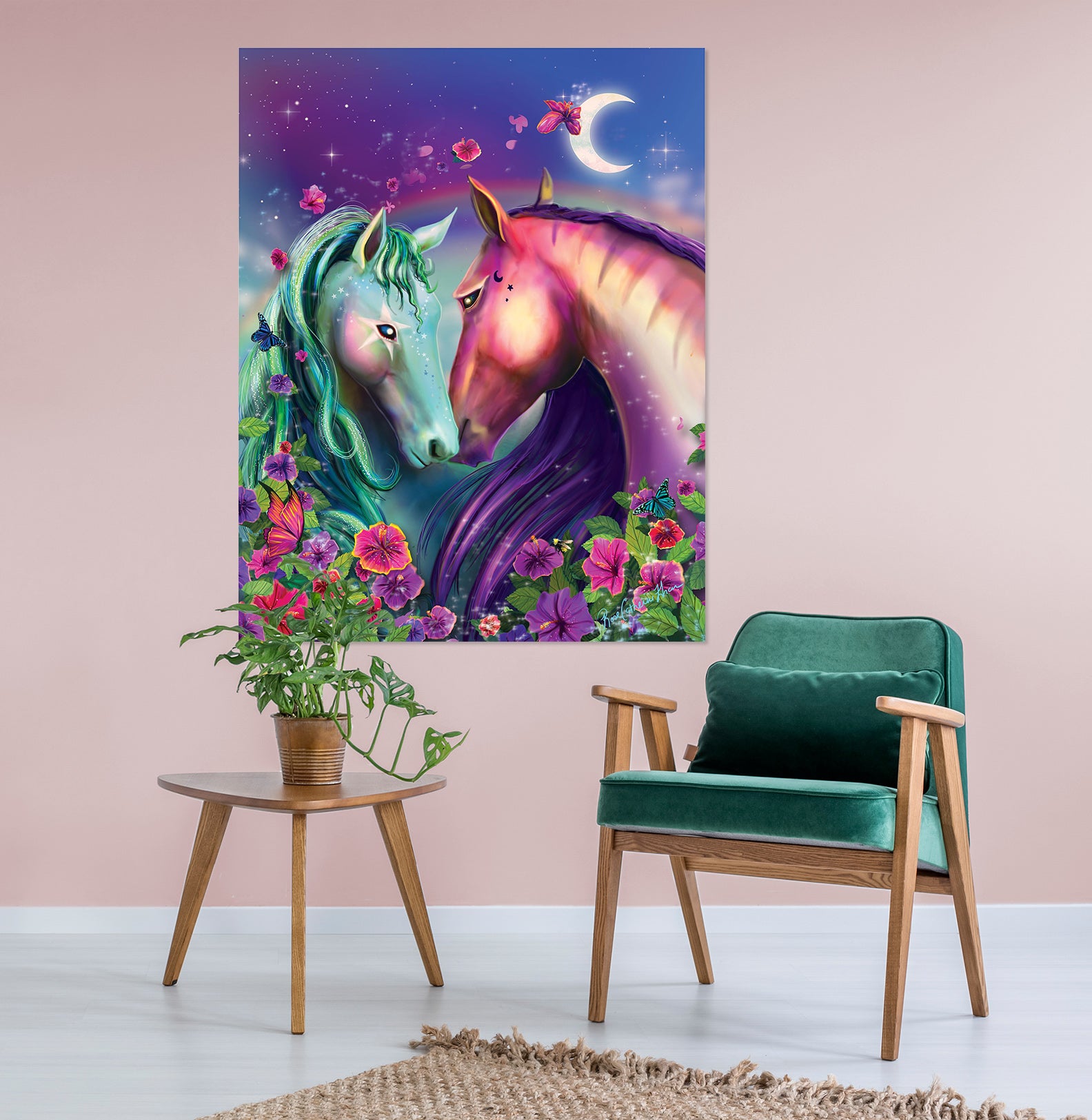 3D Color Horse 214 Rose Catherine Khan Wall Sticker