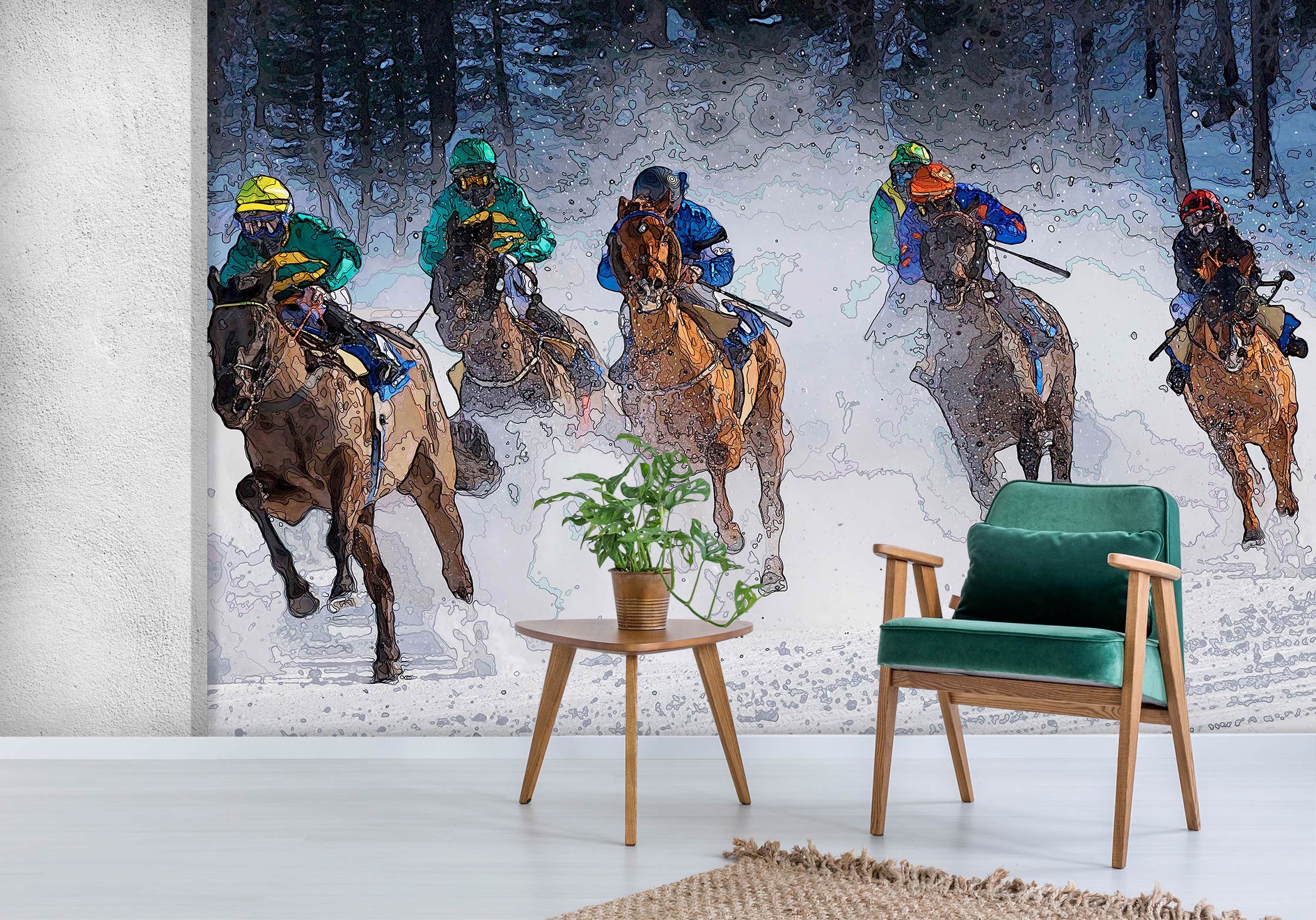 3D Snow Running Horse 9133 Alius Herb Wall Mural Wall Murals