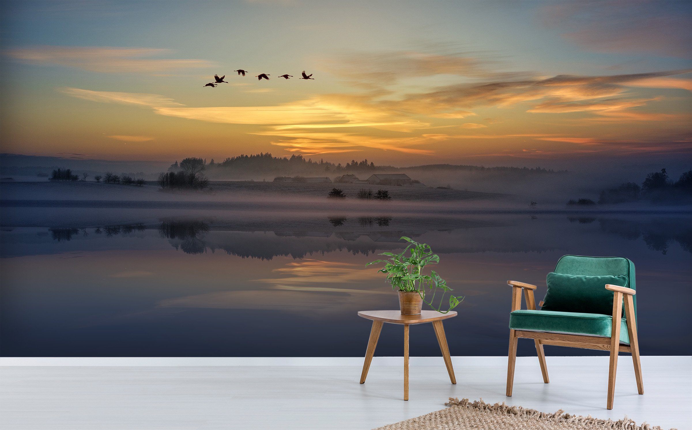 3D Dusk Geese 233 Wallpaper AJ Wallpaper 