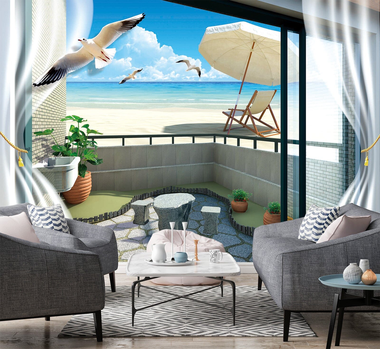 3D Seagull Sea 1516 Wall Murals Wallpaper AJ Wallpaper 2 