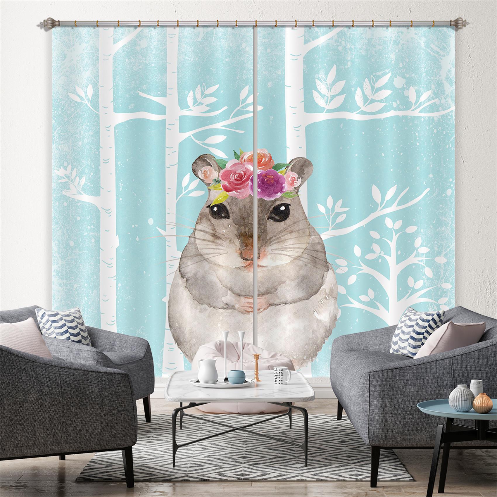 3D Cute Squirrel 165 Uta Naumann Curtain Curtains Drapes