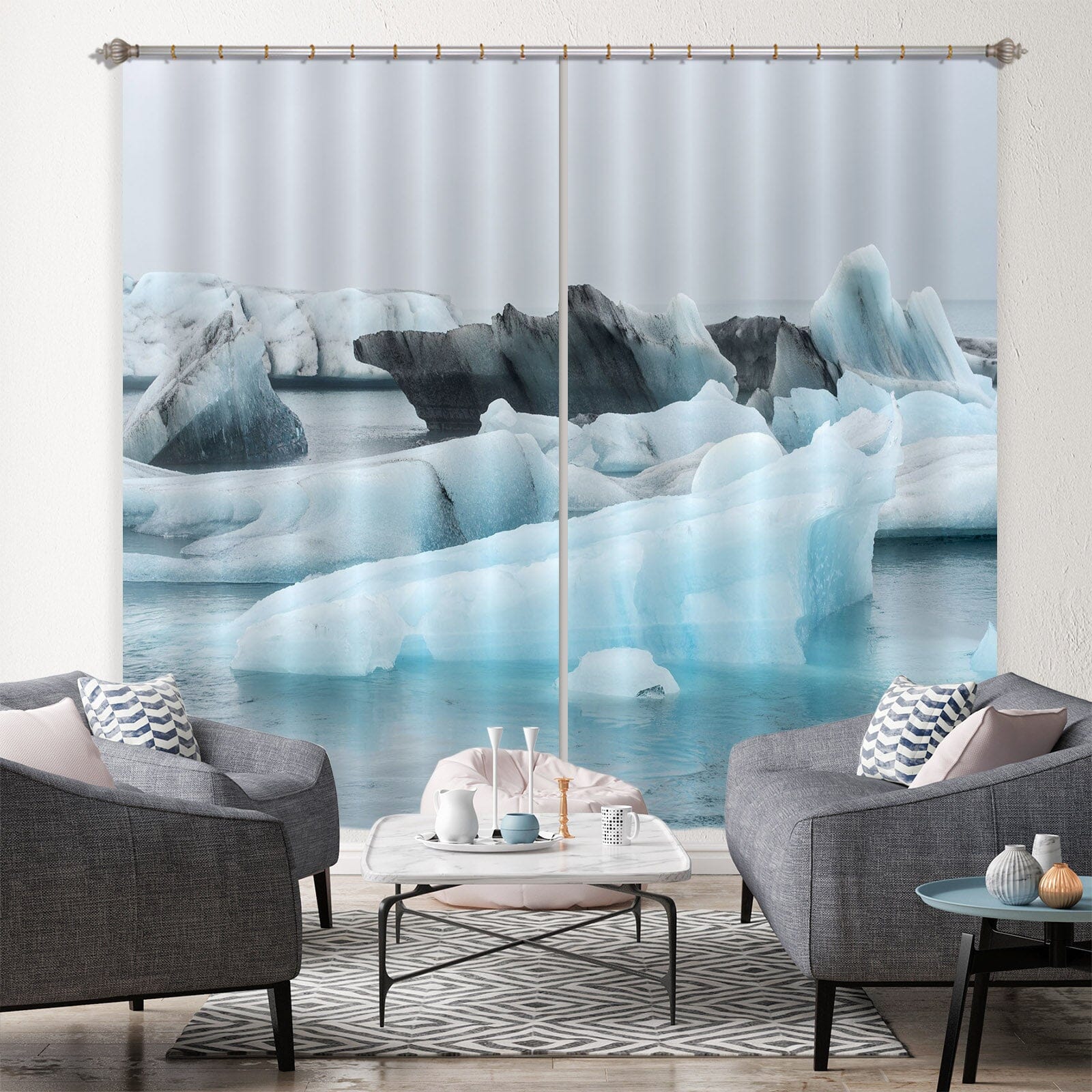 3D Ice Sea 118 Marco Carmassi Curtain Curtains Drapes Curtains AJ Creativity Home 