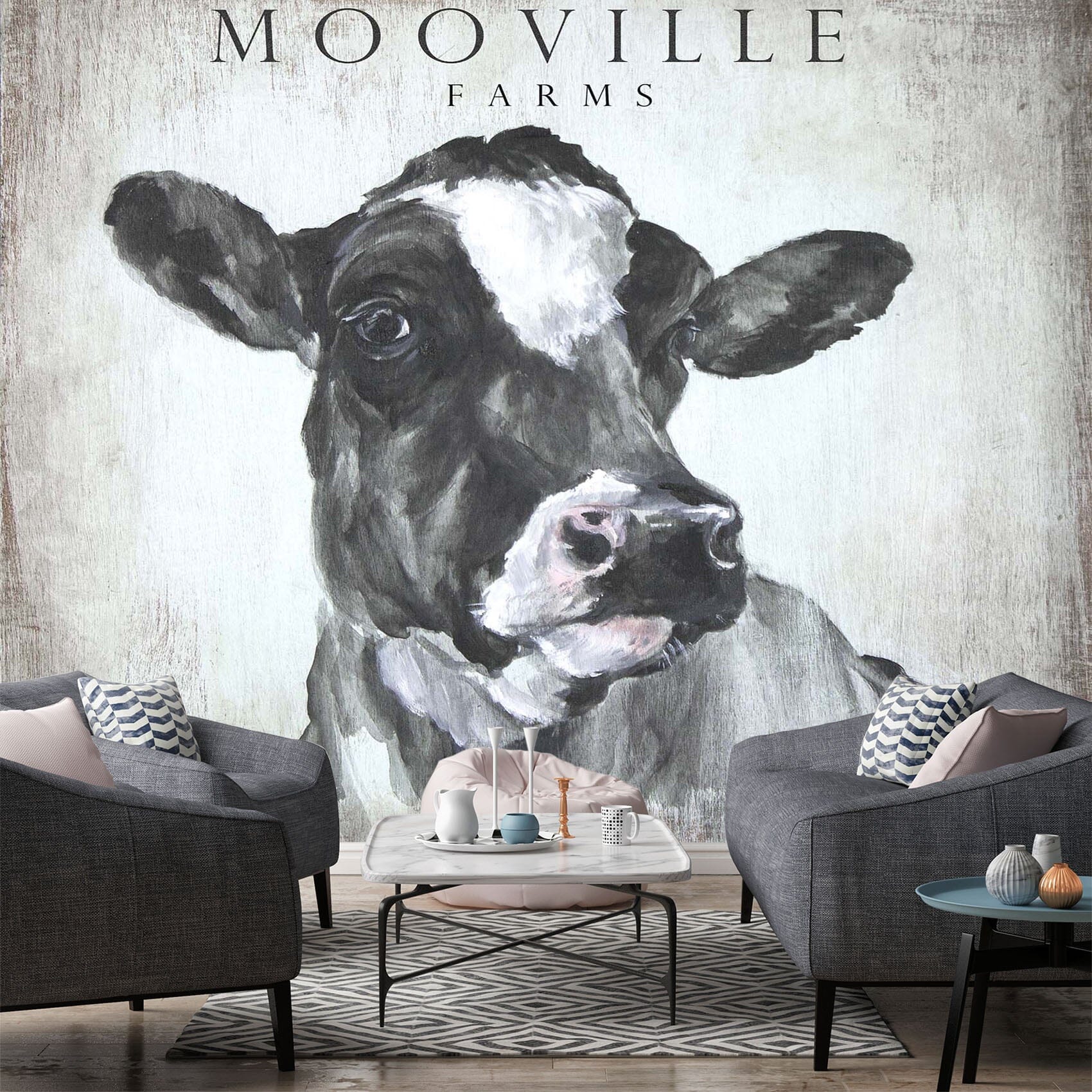 3D Sketch Cow 1408 Debi Coules Wall Mural Wall Murals Wallpaper AJ Wallpaper 2 