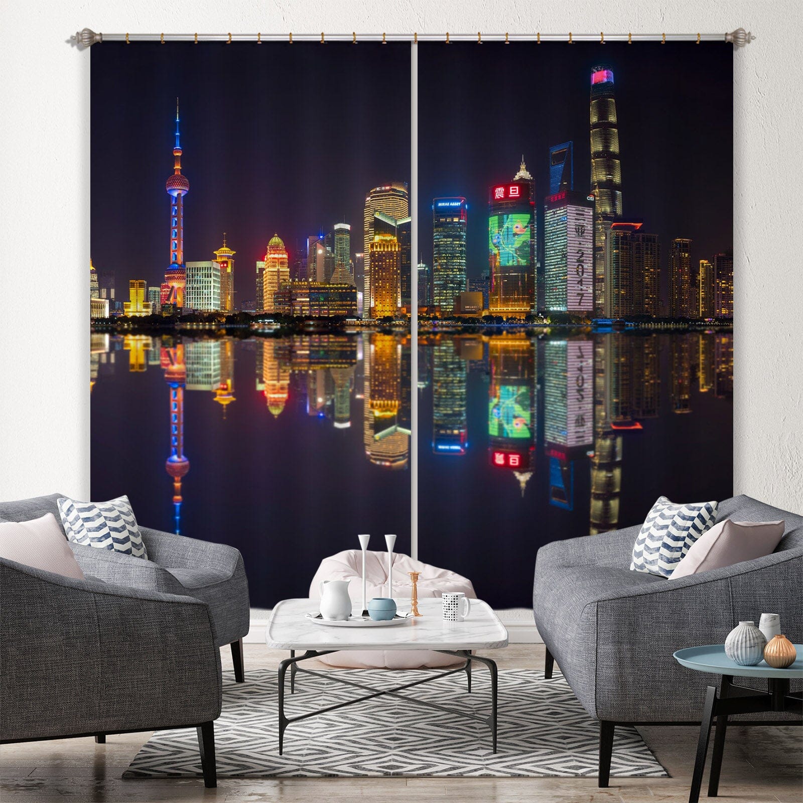 3D City River 128 Marco Carmassi Curtain Curtains Drapes Curtains AJ Creativity Home 